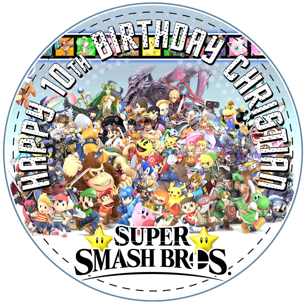 Super Smash Kids Fun Gamers Fight Round – Icing Sheet Birthday - Personalized Edible Cake Topper | Custom Icing Sheet | Birthday Cake Decoration