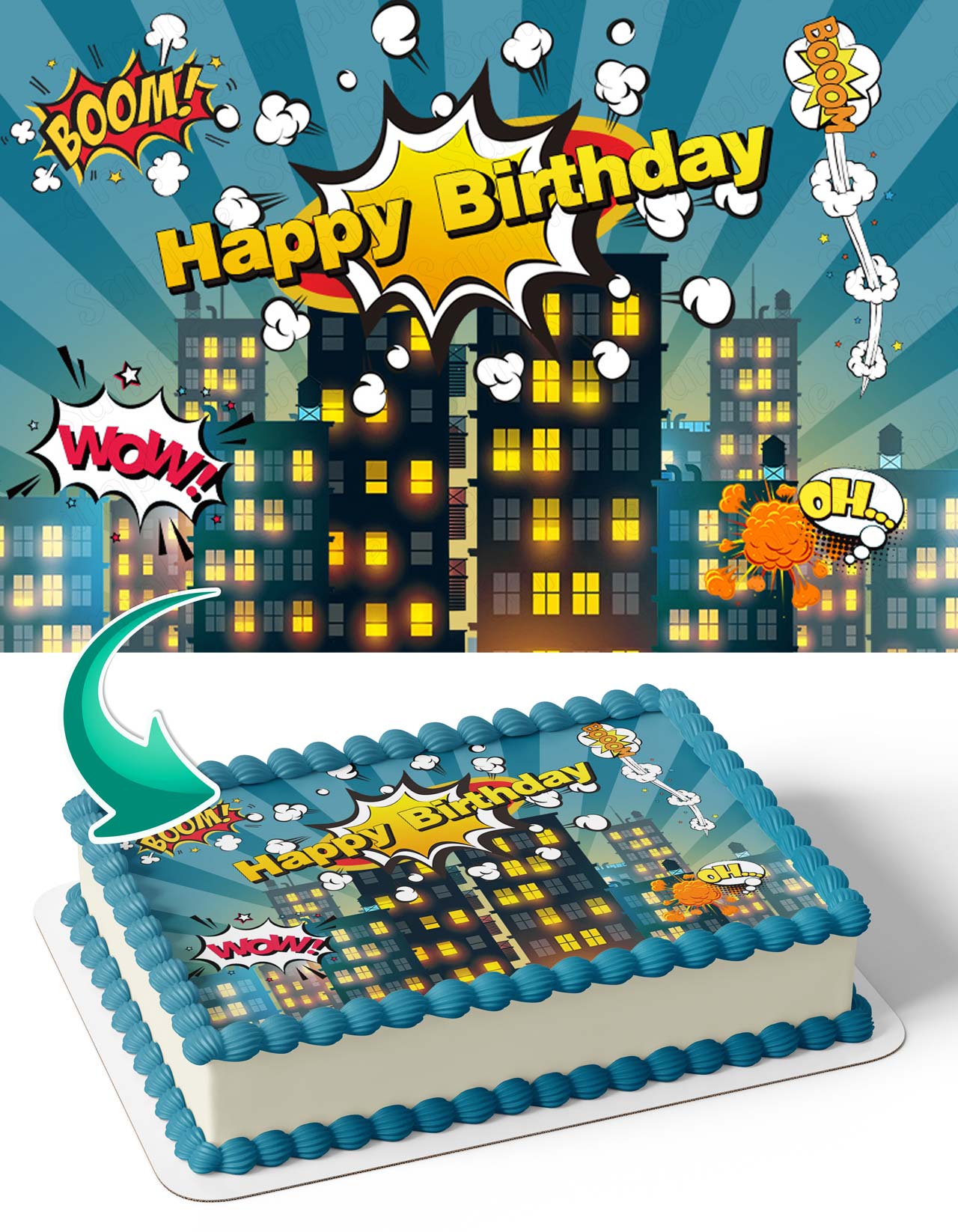 Superhero City Building Tower SHB Edible Cake Topper