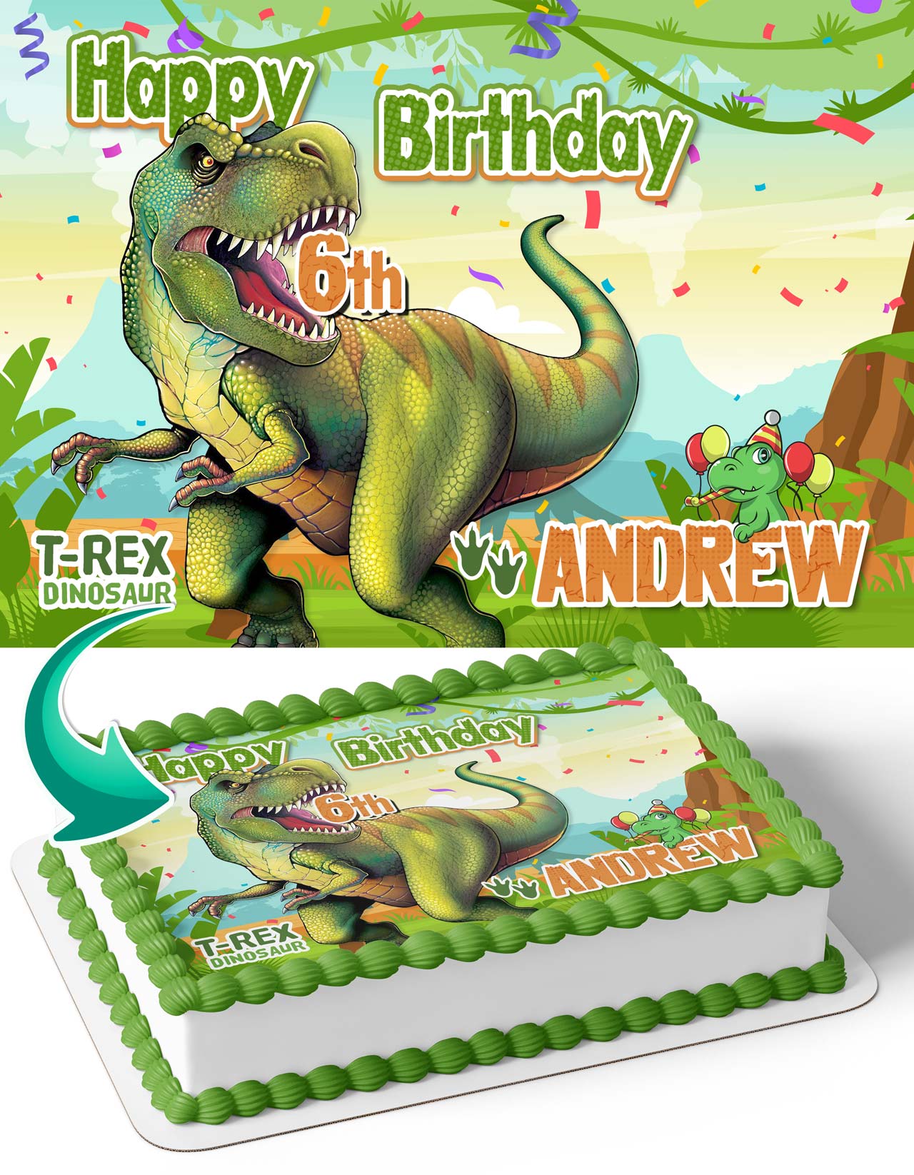 TRex Dinosaurus Edible Cake Topper