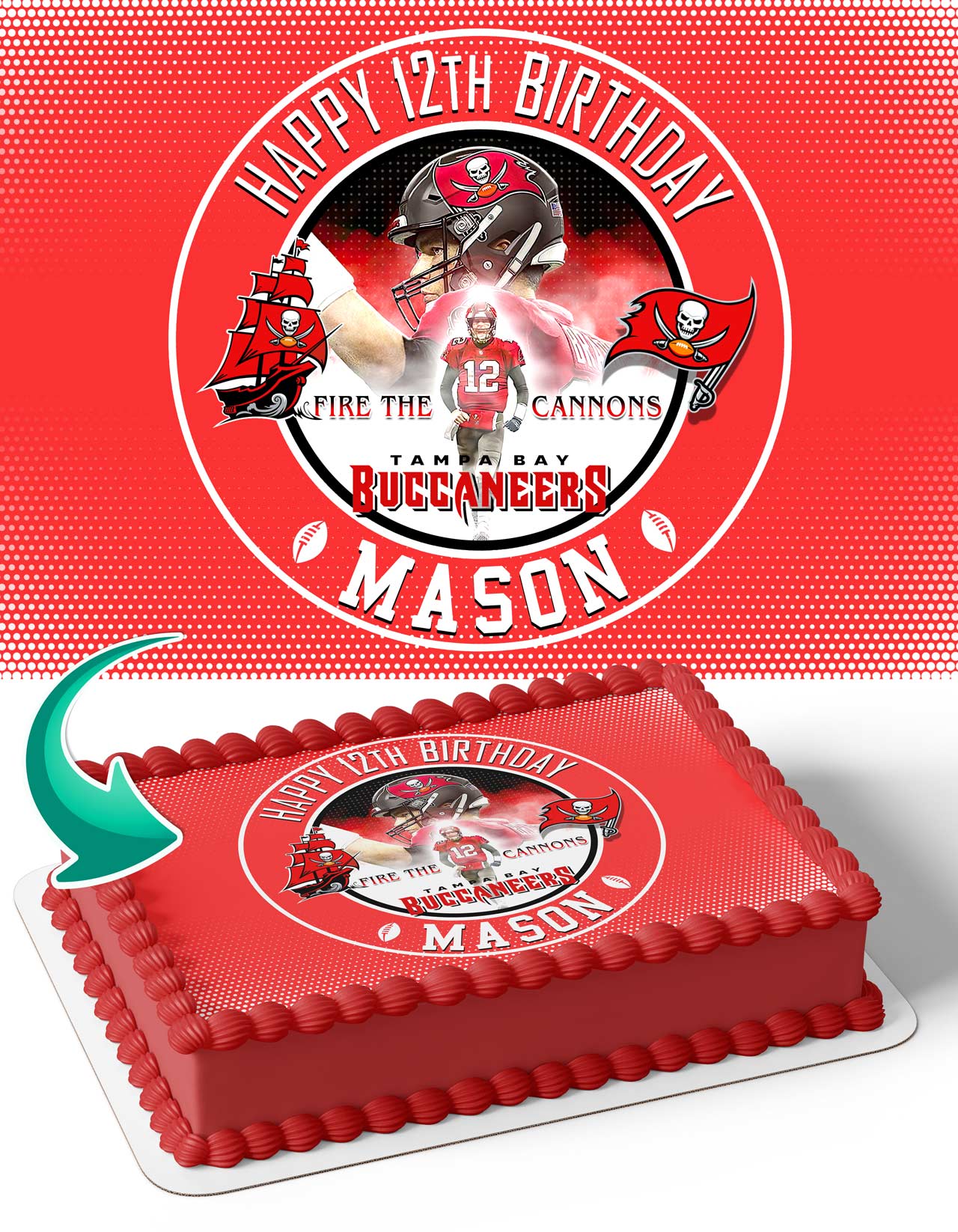 Tampa Bay Buccaneers Tom Brady Edible Cake Topper