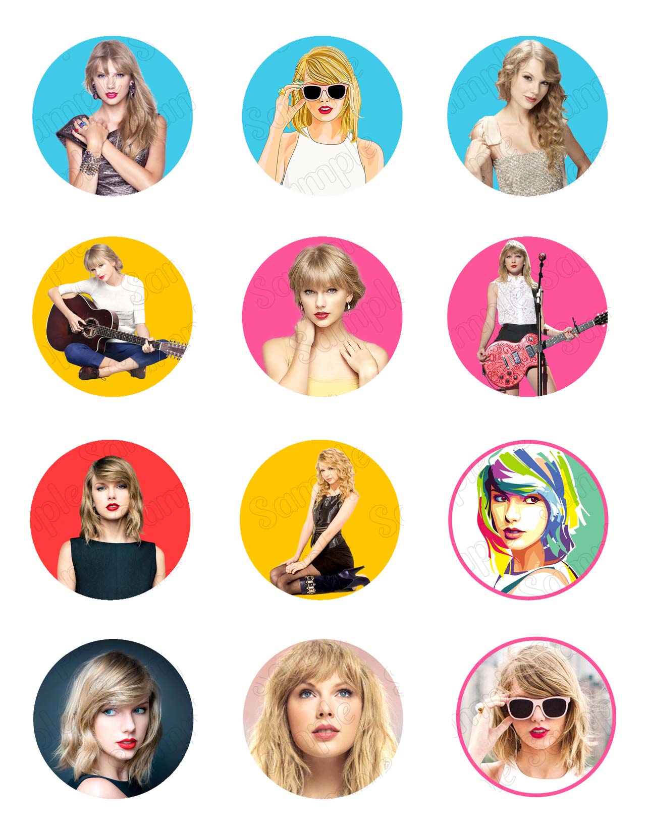 Taylor Swifht Edible Cupcake Toppers – Round Icing Sheet Birthday - Edible Cake Topper | Icing Sheet | Birthday Cake Decoration
