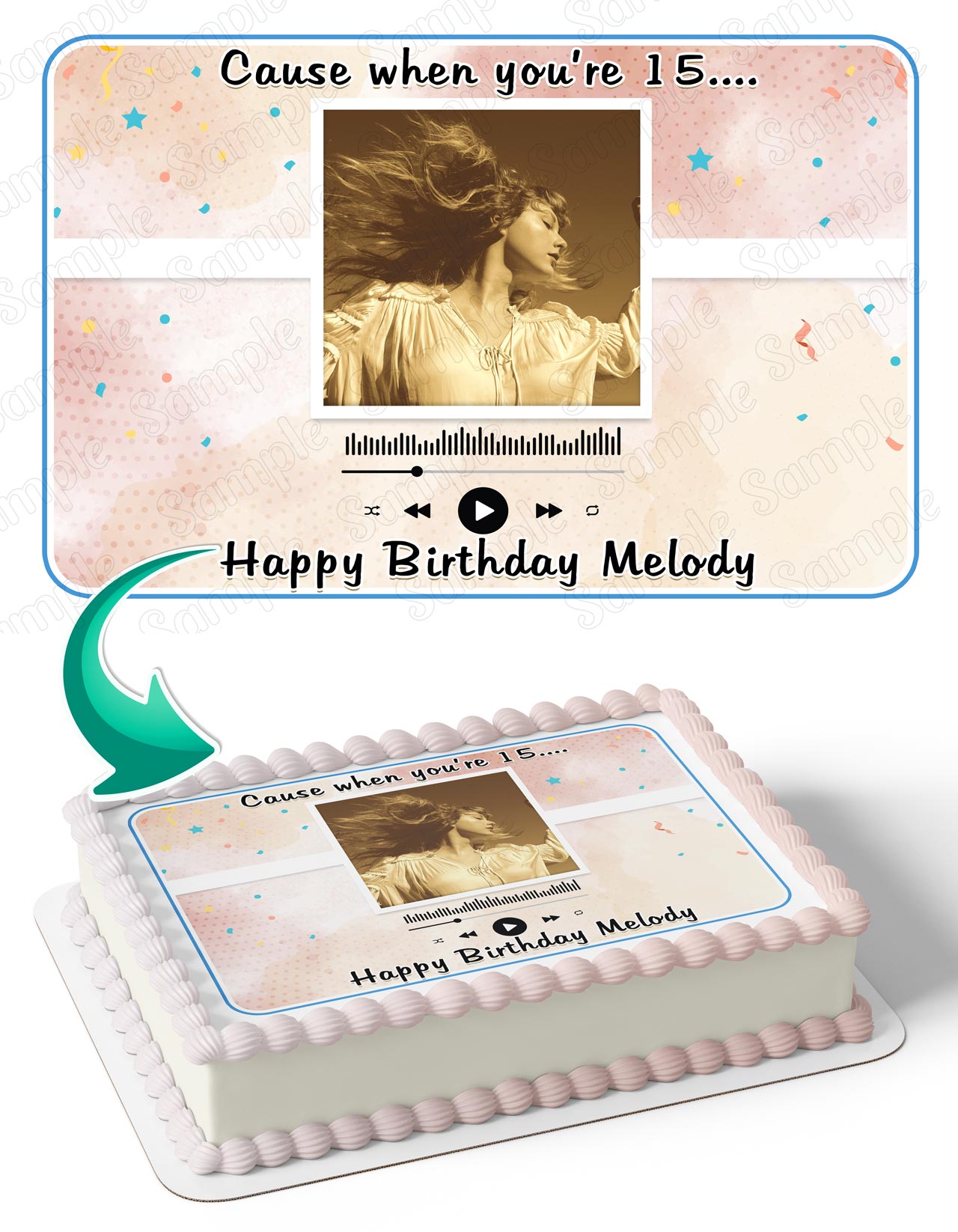 Tailor Swit Fifteen Taylor s Version Cause When Youre 15 Edible Cake Topper