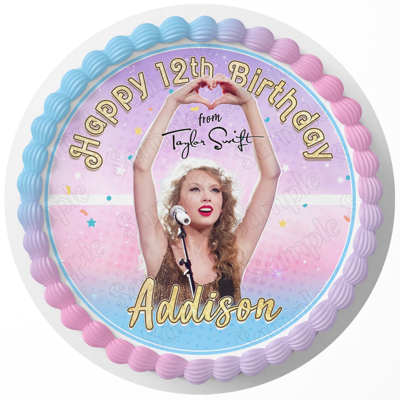 Taylor Singer Swift Cute Girls HRT Round – Icing Sheet Birthday - Personalized Edible Cake Topper | Custom Icing Sheet | Birthday Cake Decoration