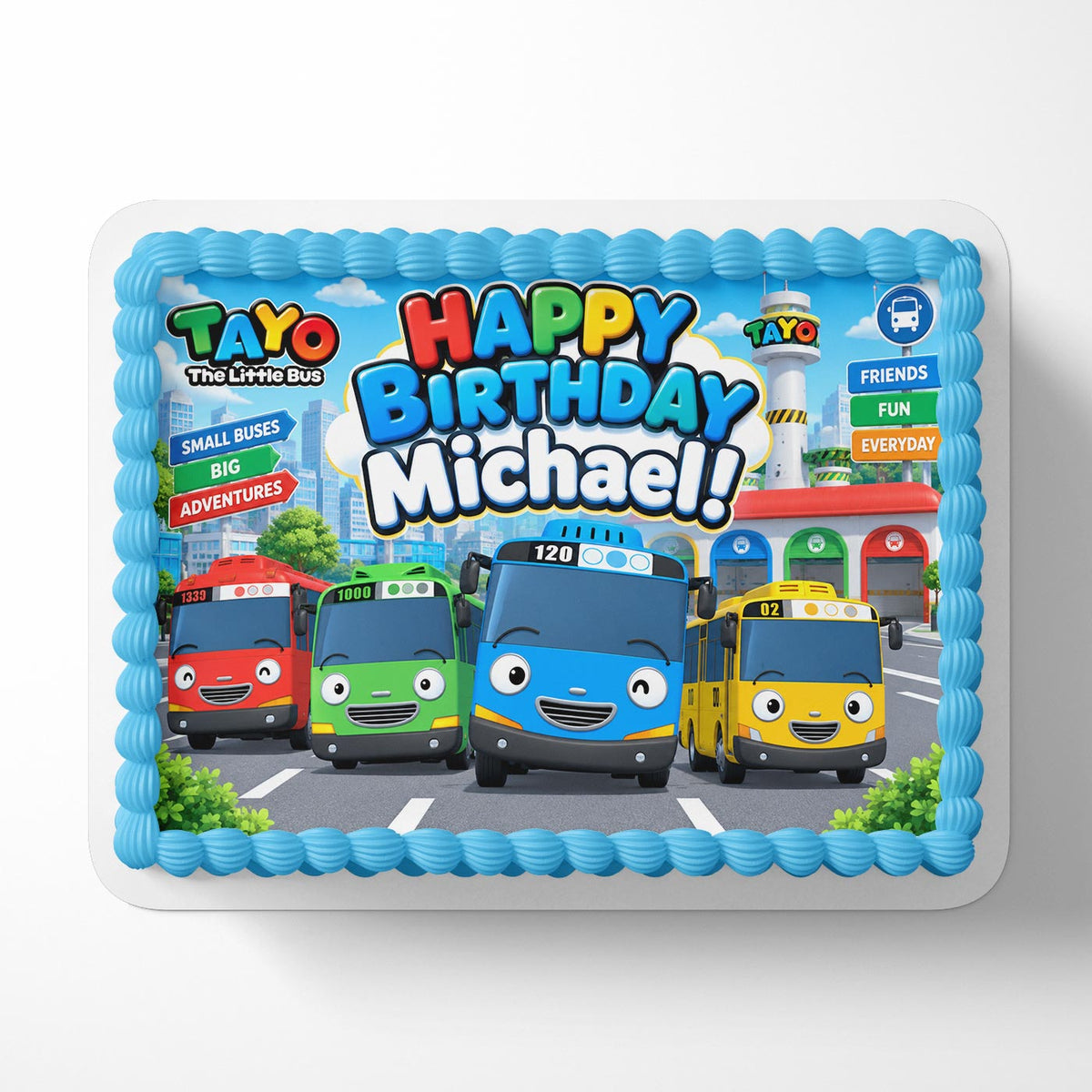 Tayo the Little Bus Edible Cake Topper | Birthday Cake Decoration | Photo Cake Image | Custom Edible Cake Topper