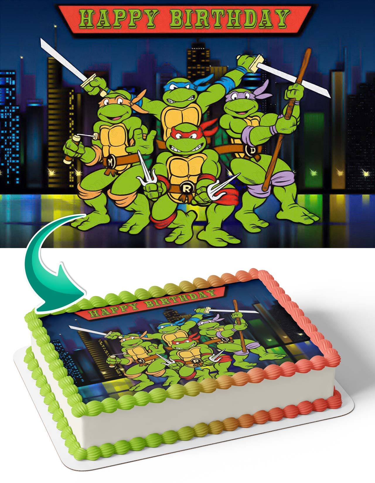 Teenage Mutant Ninja Turtles Cartoon Edible Cake Topper
