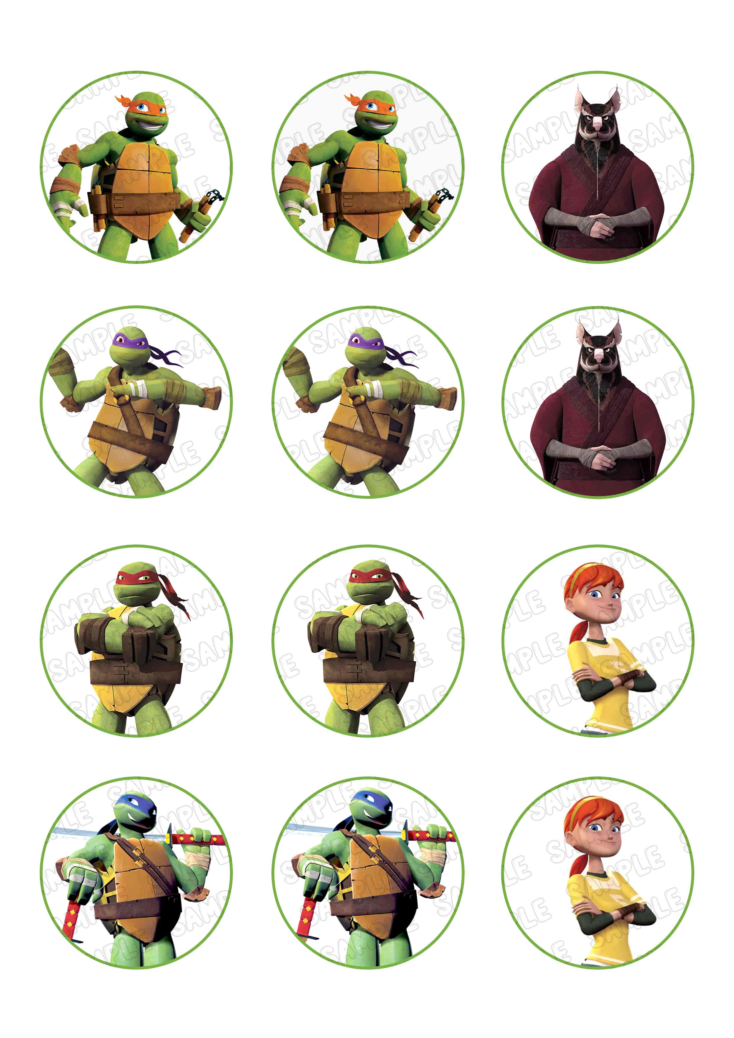 Teenage Mutant Ninja Edible Cupcake Toppers – Round Icing Sheet B - Edible Cake Topper | Icing Sheet | Birthday Cake Decoration