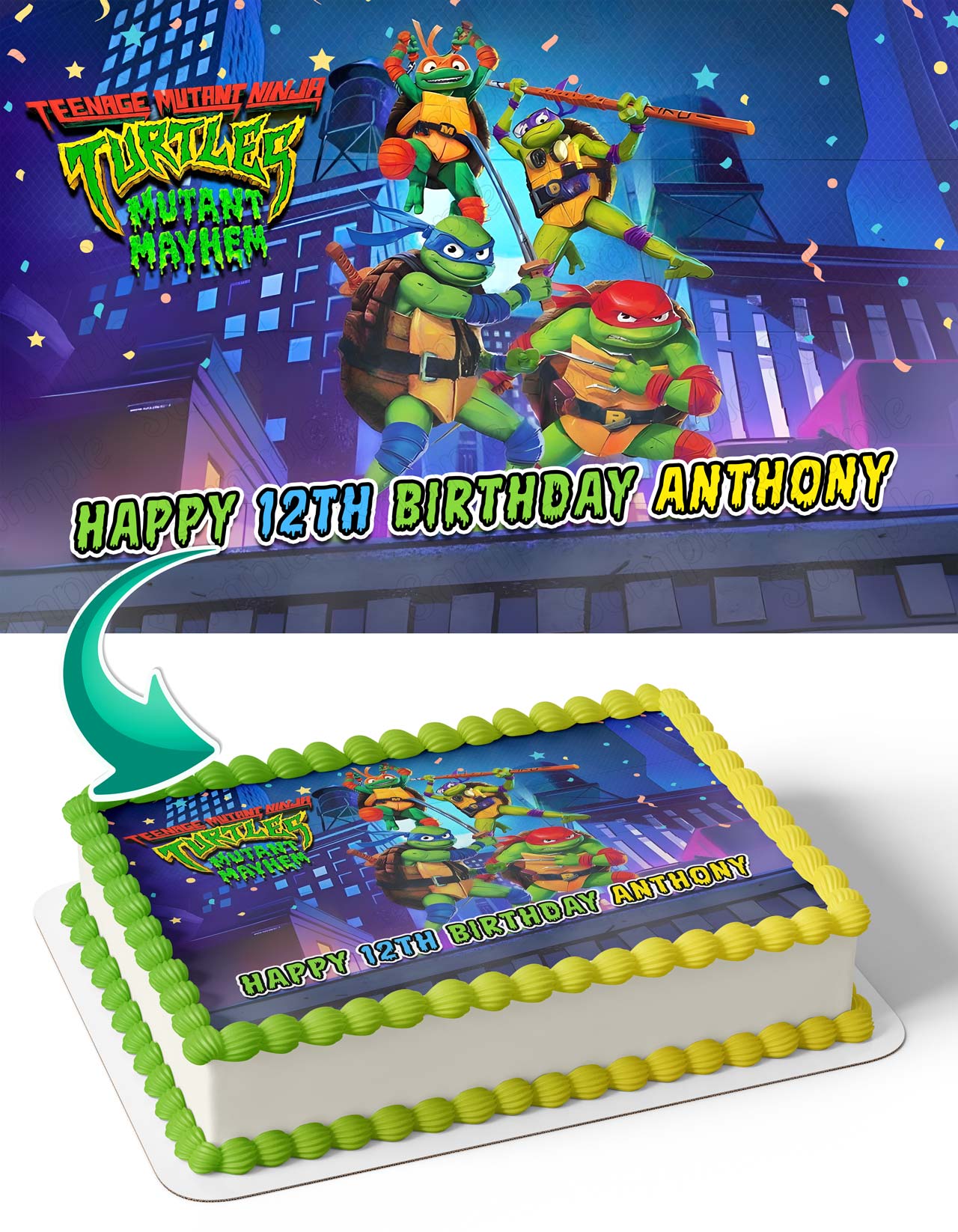 Teenage Mutant Ninja Turtles Mutant Mayhem Edible Cake Topper