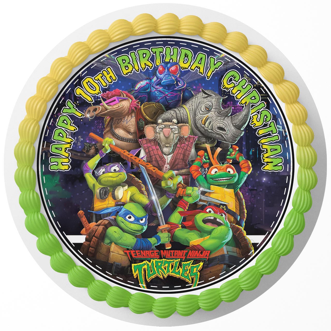 Teenage Mutant Ninja Mutant Mayhem Round – Icing Sheet Birthday - Personalized Edible Cake Topper | Custom Icing Sheet | Birthday Cake Decoration