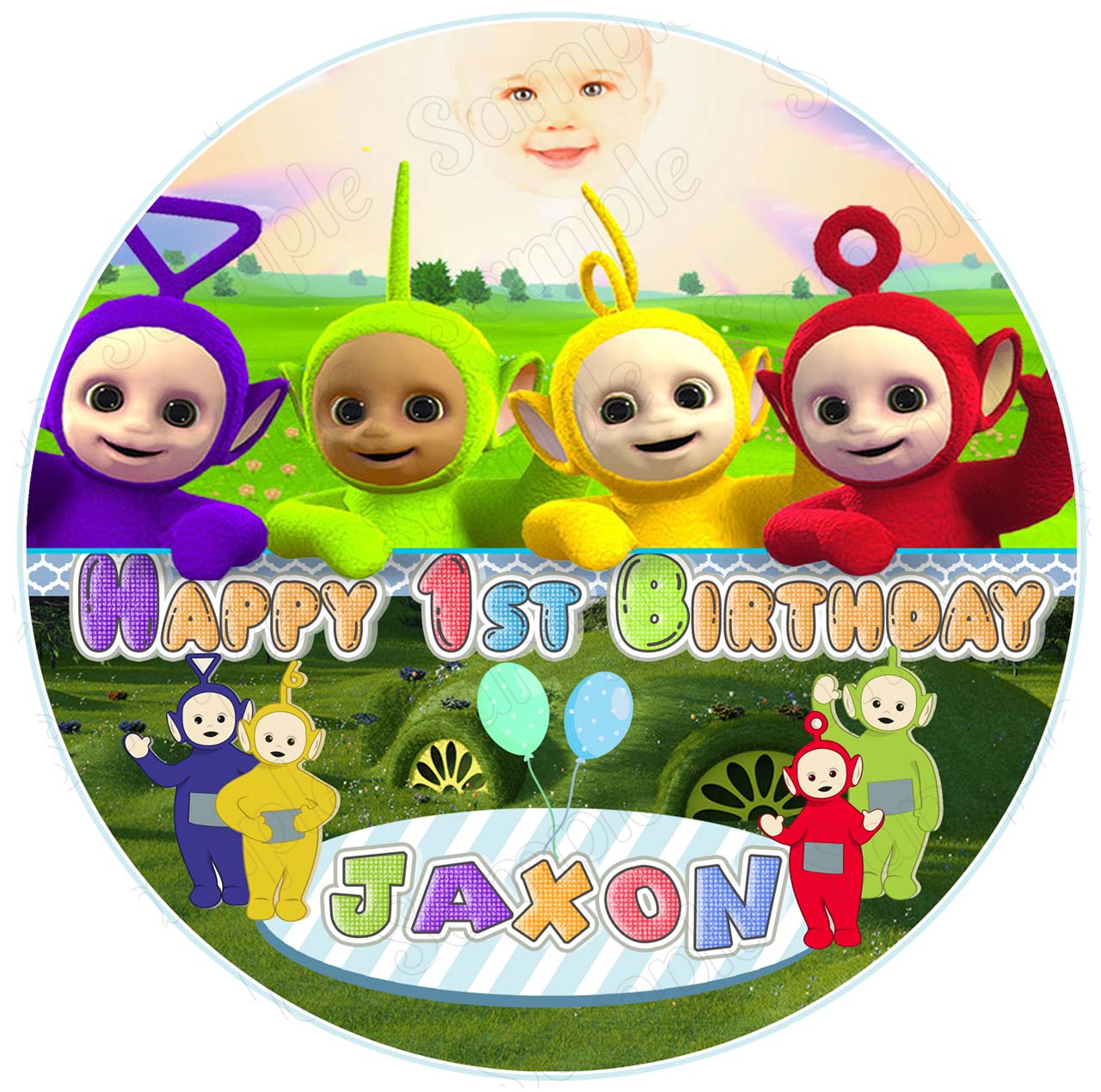 Tele Kids Fun Tubbies Round – Icing Sheet Birthday - Personalized Edible Cake Topper | Custom Icing Sheet | Birthday Cake Decoration