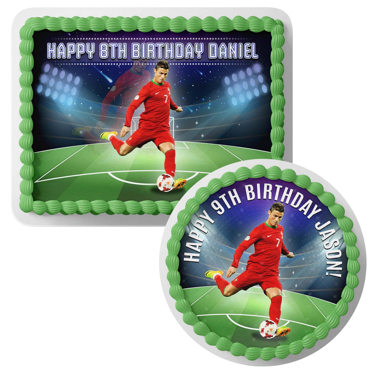 Cristiano Ronaldo CR7 Portugal – Icing Sheet - Personalized Edible Cake Topper | Custom Icing Sheet | Birthday Cake Decoration | Photo Cake Image