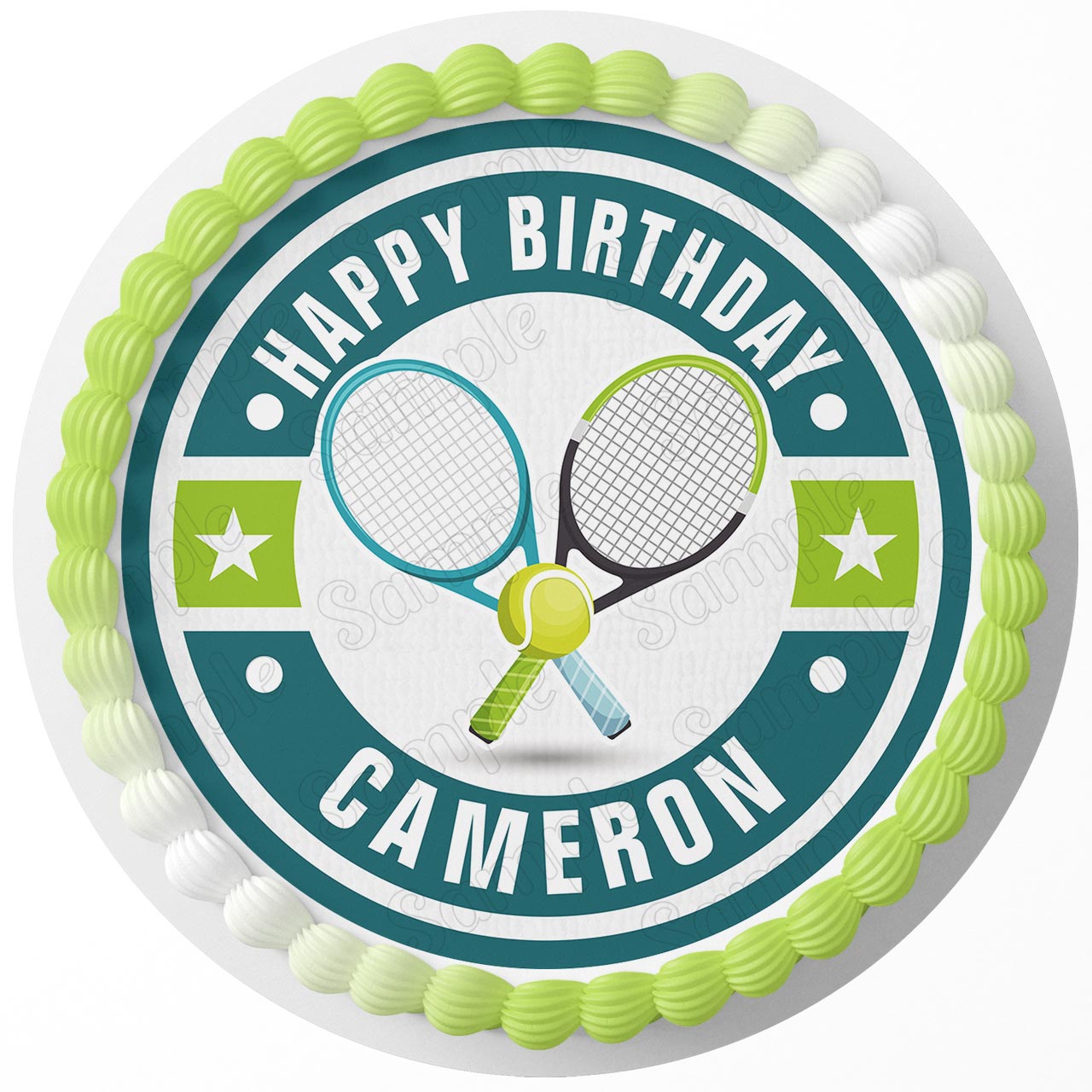 Tennis Rackets Ball Round – Icing Sheet Birthday - Personalized Edible Cake Topper | Custom Icing Sheet | Birthday Cake Decoration