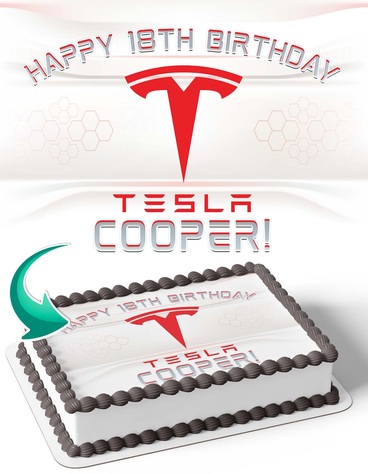 Tesla Cars Edible Edible Cake Topper