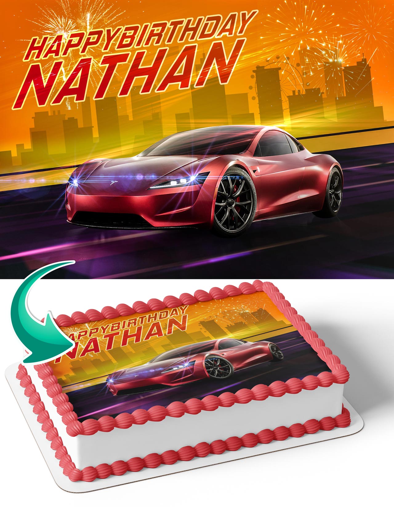 Tesla Model Edible Cake Topper