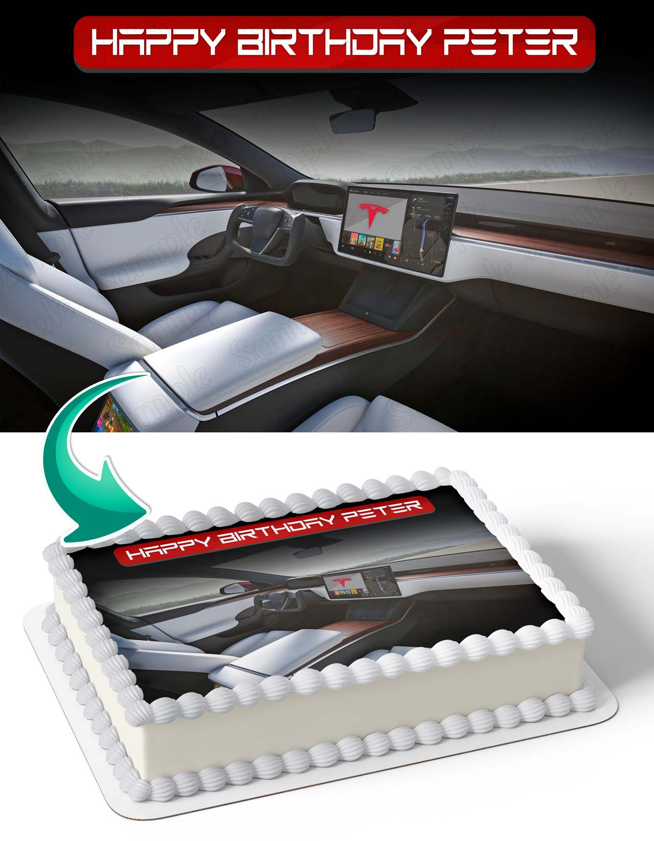Tesla Model Fan Edible Cake Topper