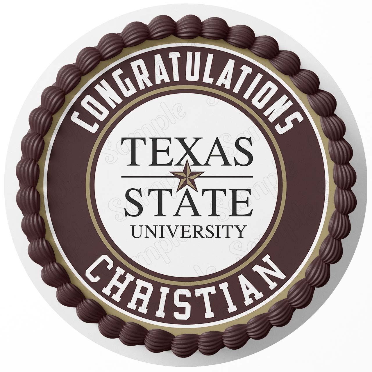 Texas State University Round – Icing Sheet Birthday - Personalized Edible Cake Topper | Custom Icing Sheet | Birthday Cake Decoration