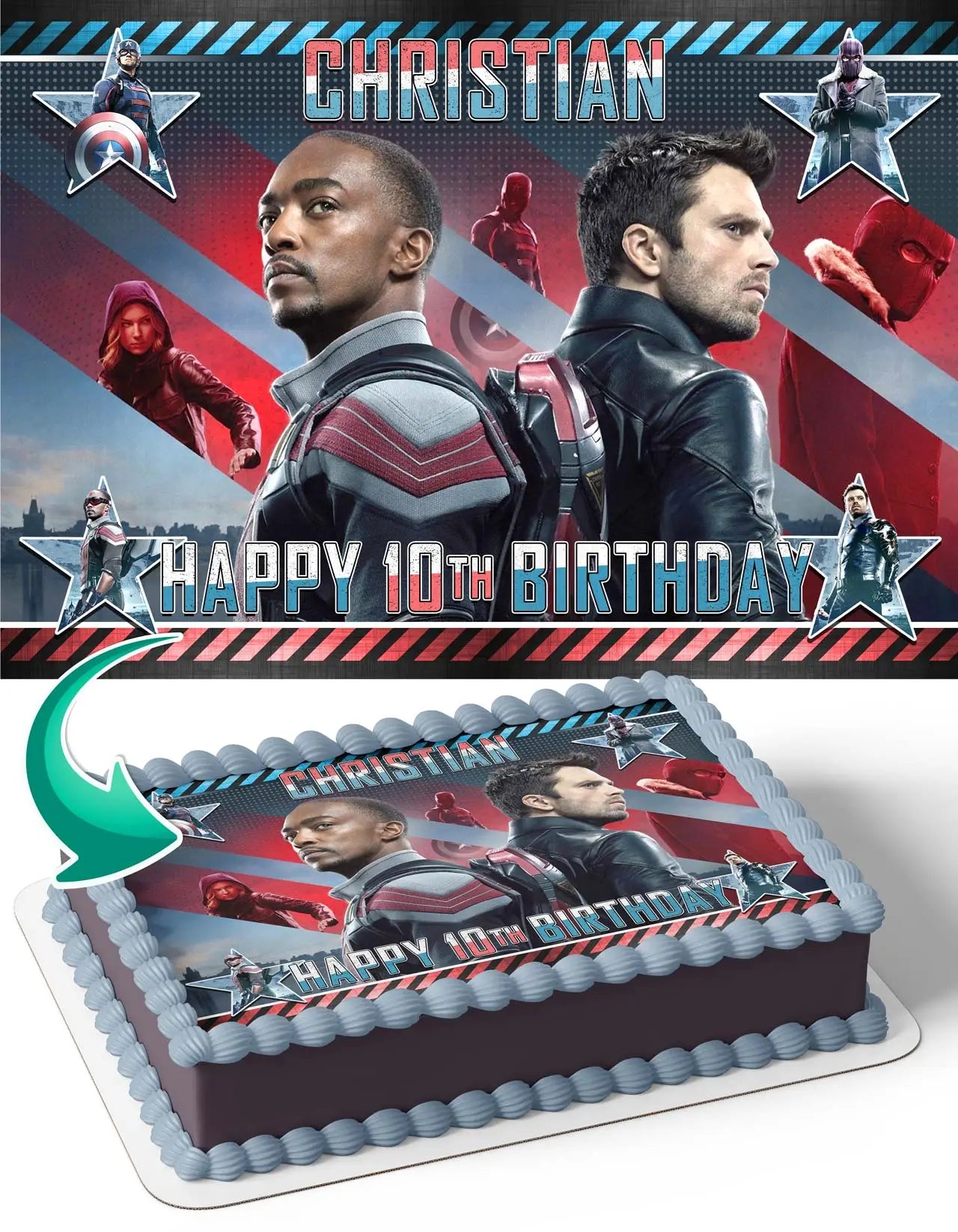 The Falcon and the Winter Soldier Edible Cake Topper