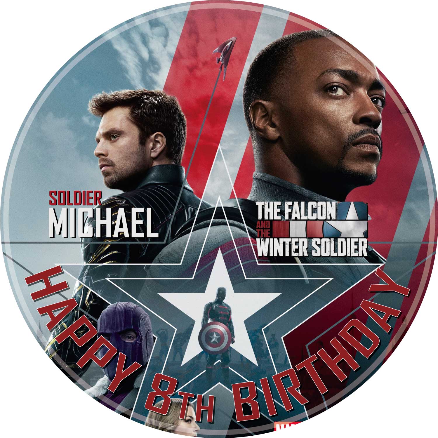 The Falcon Super Hero Round – Icing Sheet Birthday - Personalized Edible Cake Topper | Custom Icing Sheet | Birthday Cake Decoration