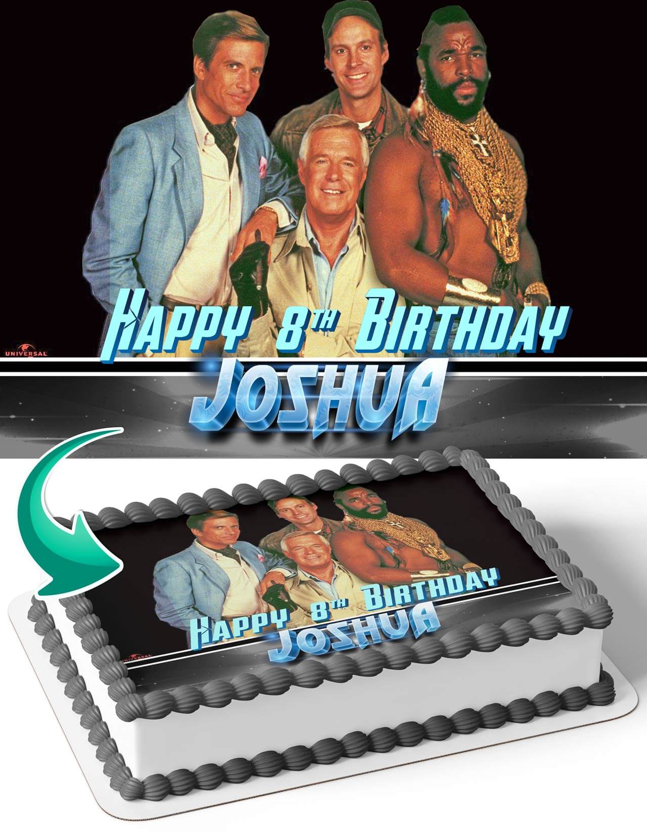 The ATeam Murdock Baracus Hannibal Peck Edible Cake Topper