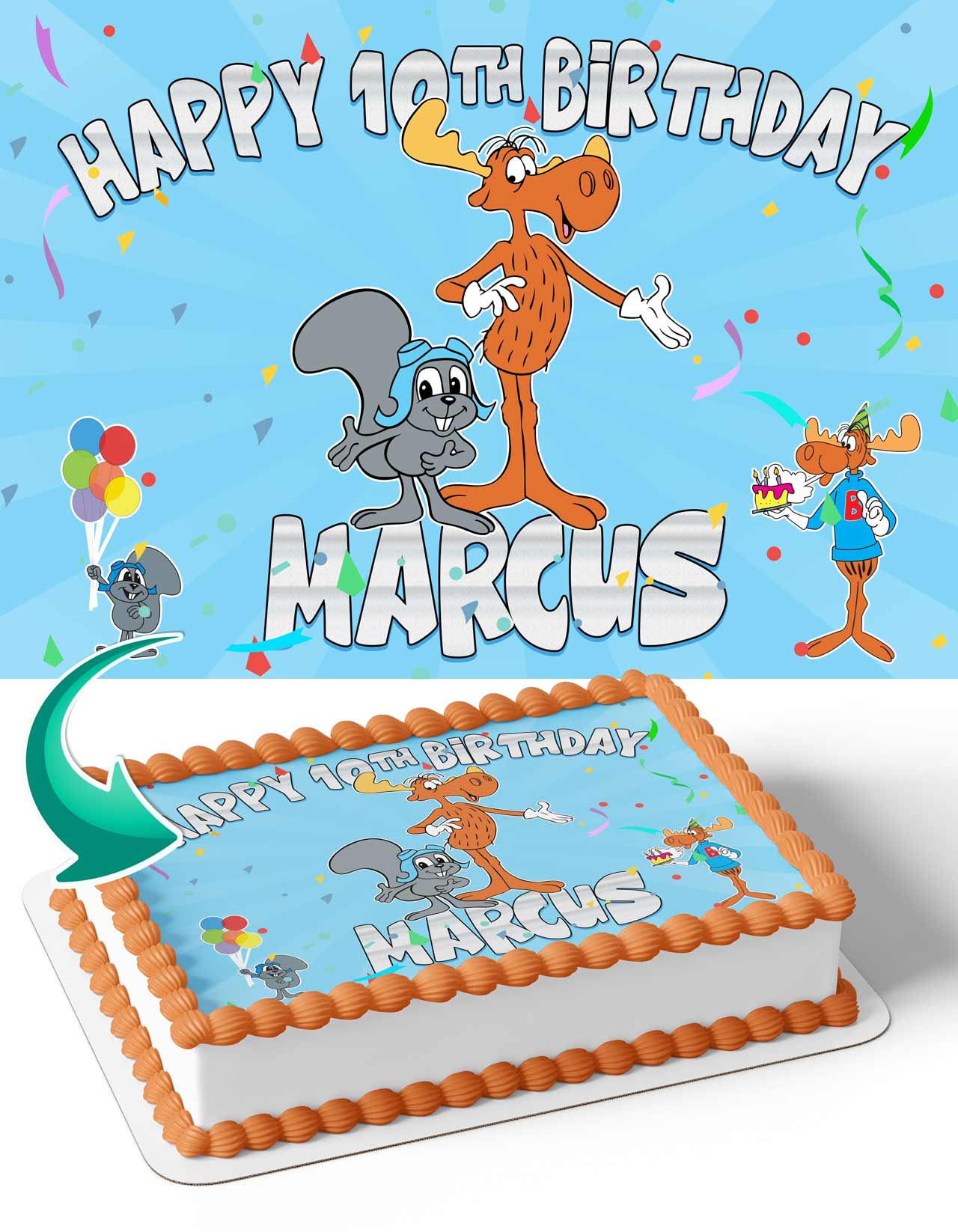 The Adventures of Rocky and Bullwinkle Edible Cake Topper