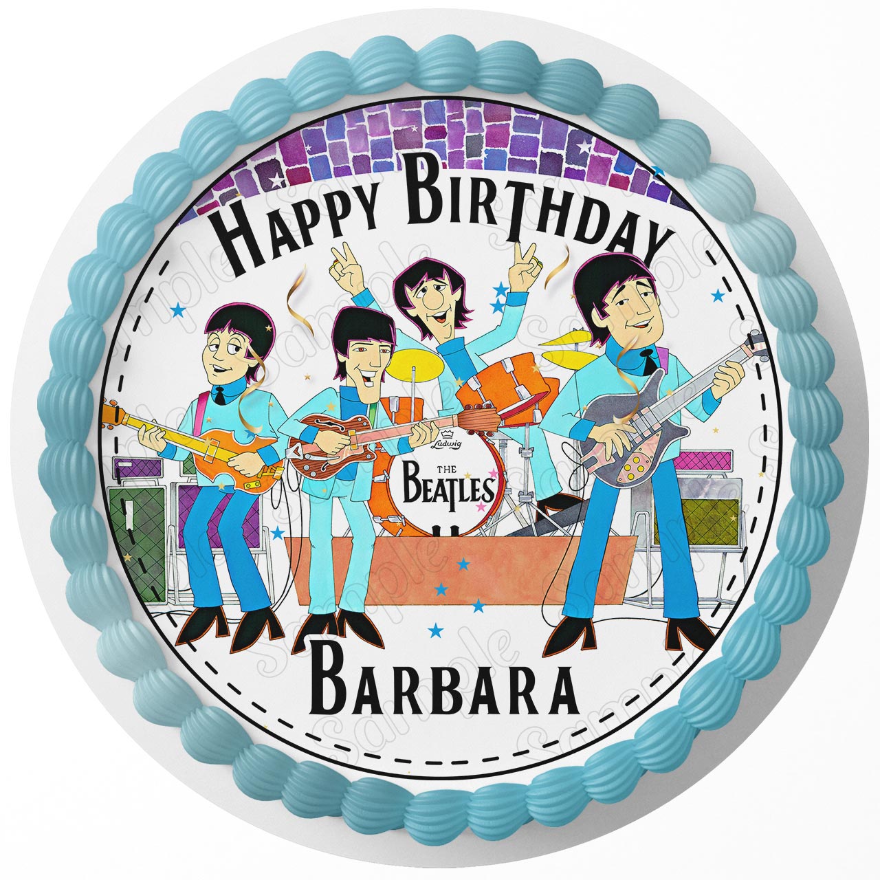 Classic Rock Band Beatles Round – Icing Sheet Birthday - Personalized Edible Cake Topper | Custom Icing Sheet | Birthday Cake Decoration