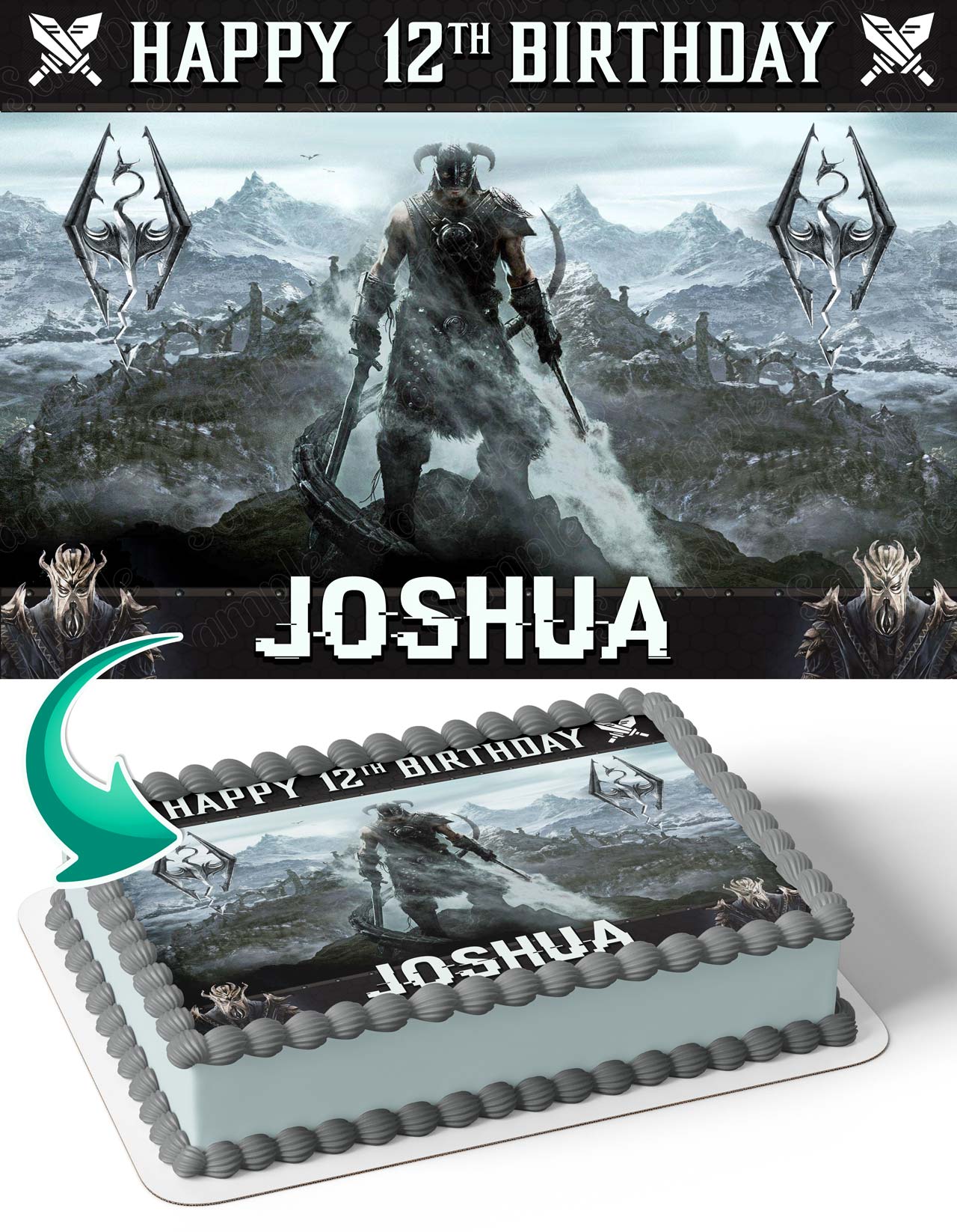 The Elder Scrolls V Skyrim Edible Cake Topper