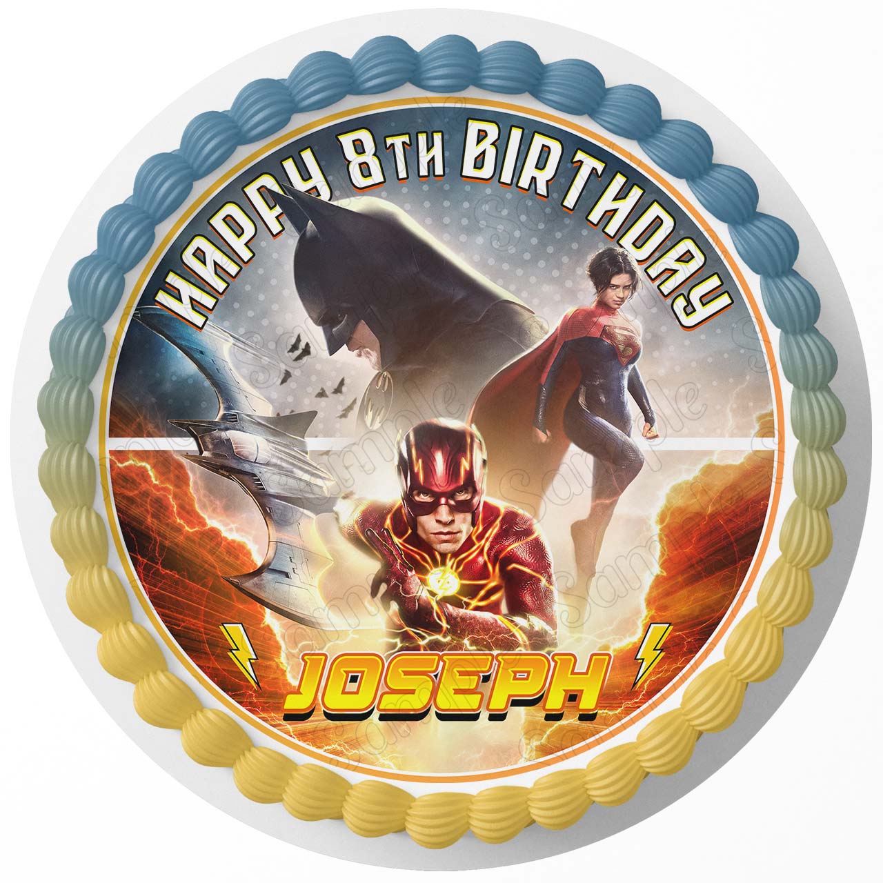 Fast Super Heroe Kids NQZ Round – Icing Sheet Birthday - Personalized Edible Cake Topper | Custom Icing Sheet | Birthday Cake Decoration