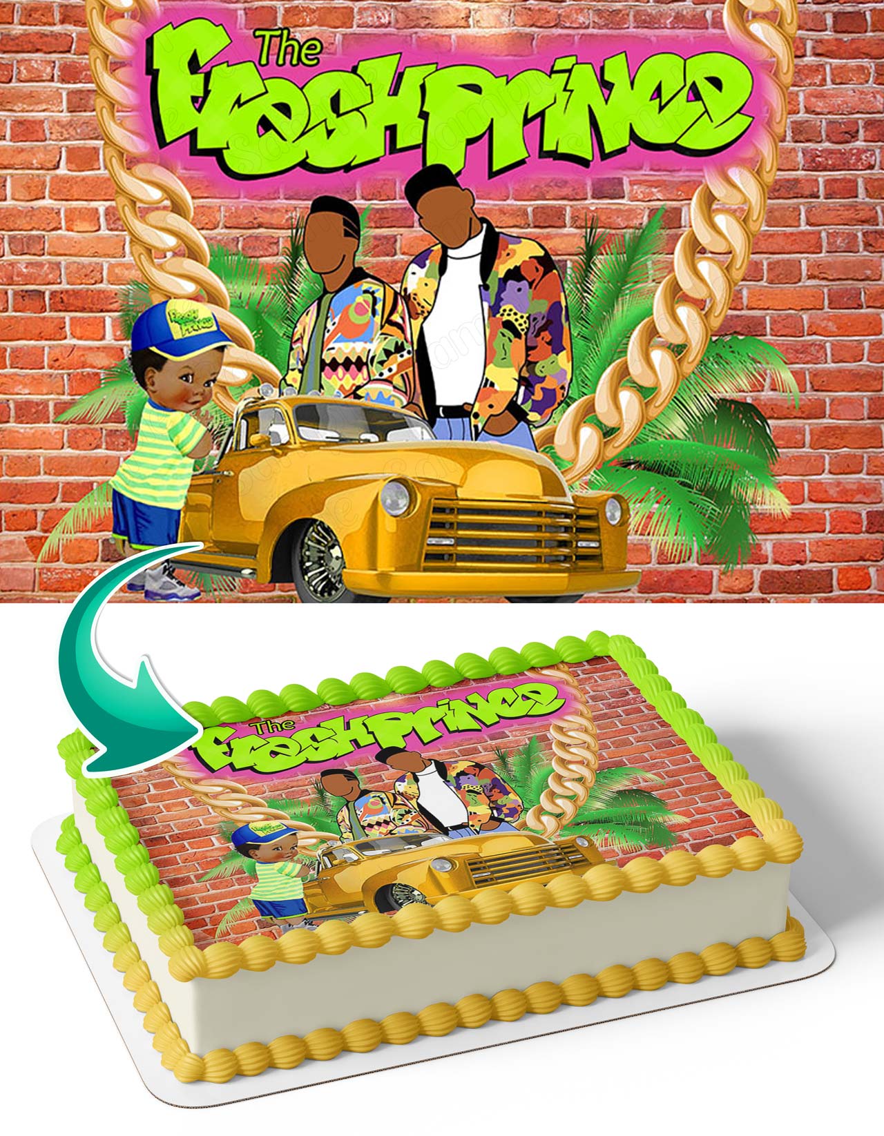 The Fresh Prince Graffiti Brick Wall Hip Hop TFP Edible Cake Topper