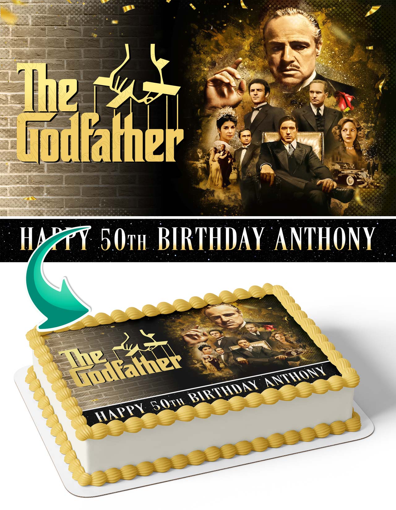 The Godfather Don Vito Corleone Al Pacino Edible Cake Topper