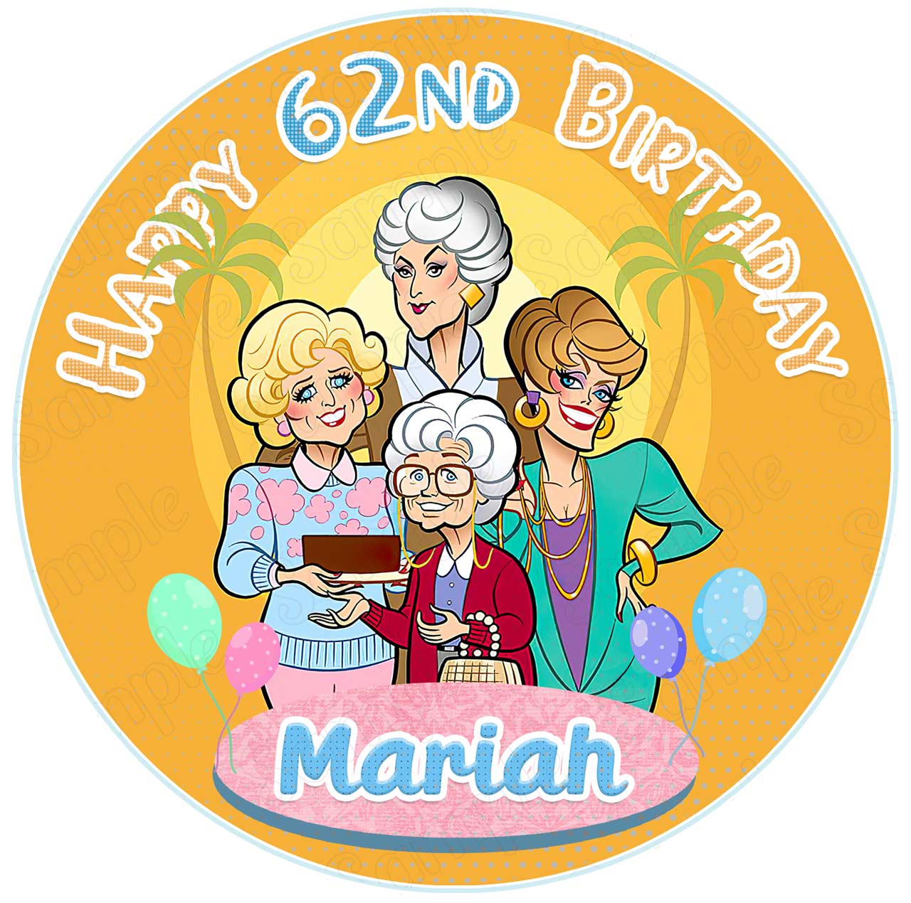 The Golden Girls Round – Icing Sheet Birthday - Personalized Edible Cake Topper | Custom Icing Sheet | Birthday Cake Decoration | Photo Cake Image