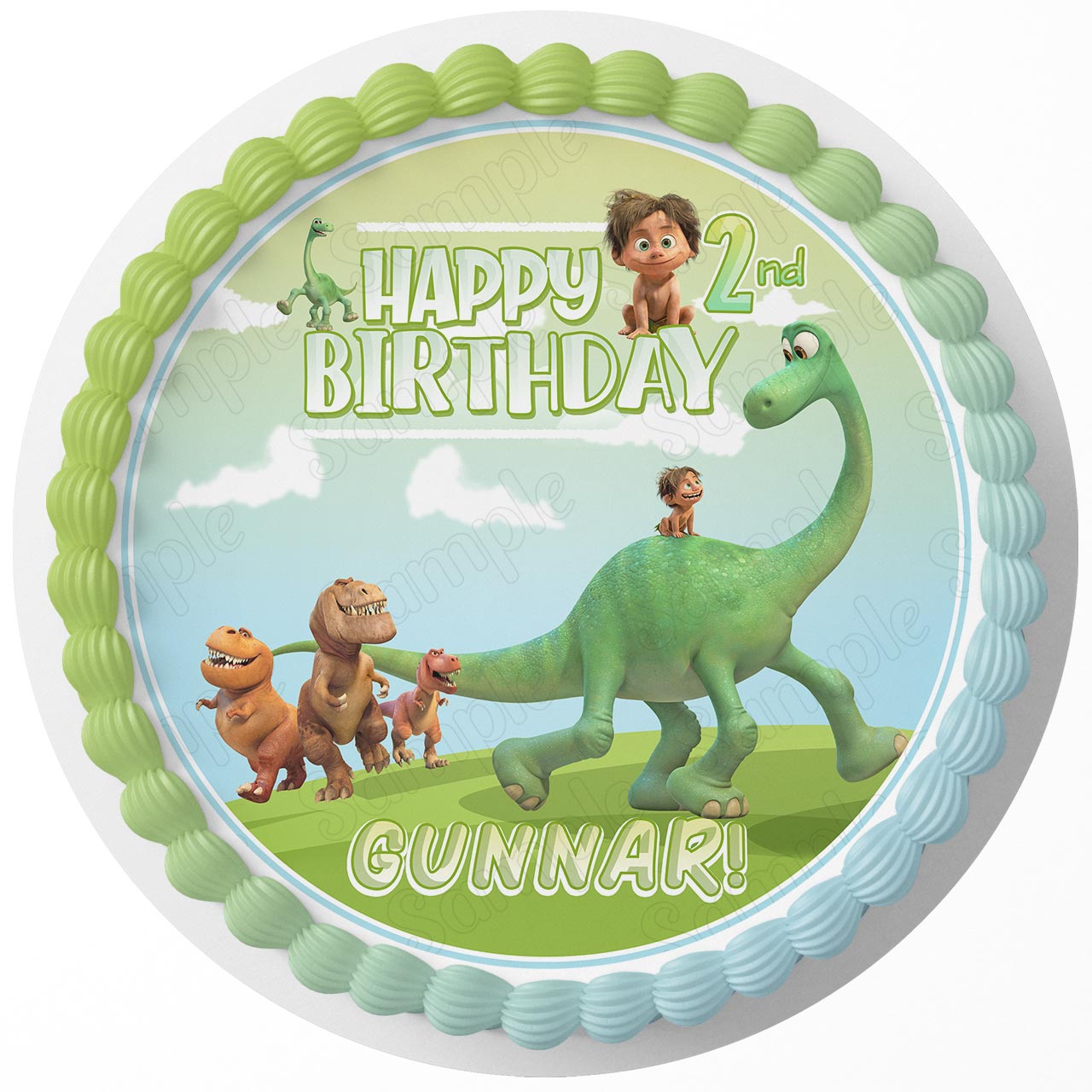 Good Dinosaur Round – Icing Sheet Birthday - Personalized Edible Cake Topper | Custom Icing Sheet | Birthday Cake Decoration | Photo Cake Image