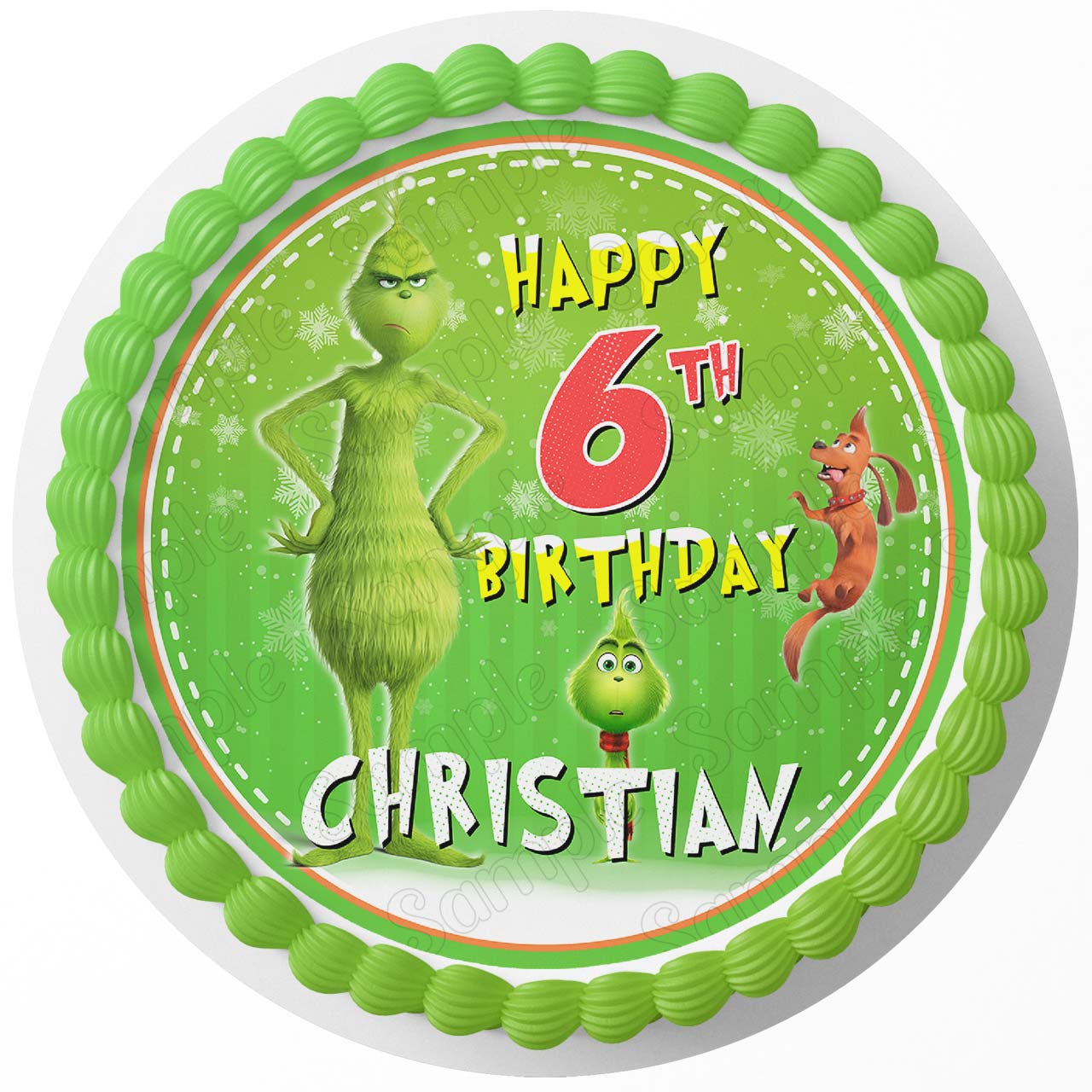 Grinch Greeen Kids Fun Round – Icing Sheet Birthday - Personalized Edible Cake Topper | Custom Icing Sheet | Birthday Cake Decoration