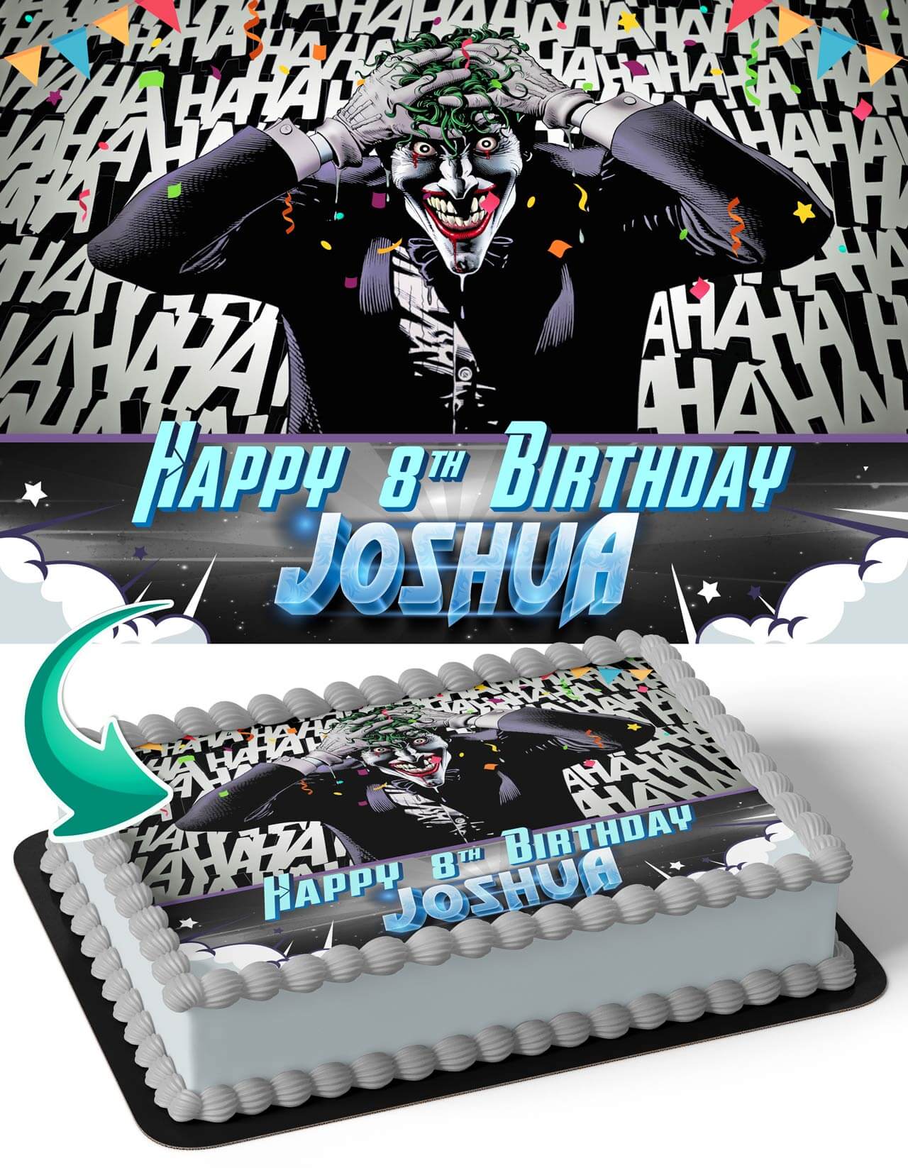The Joker Comic Personalized Edible Image Cake 