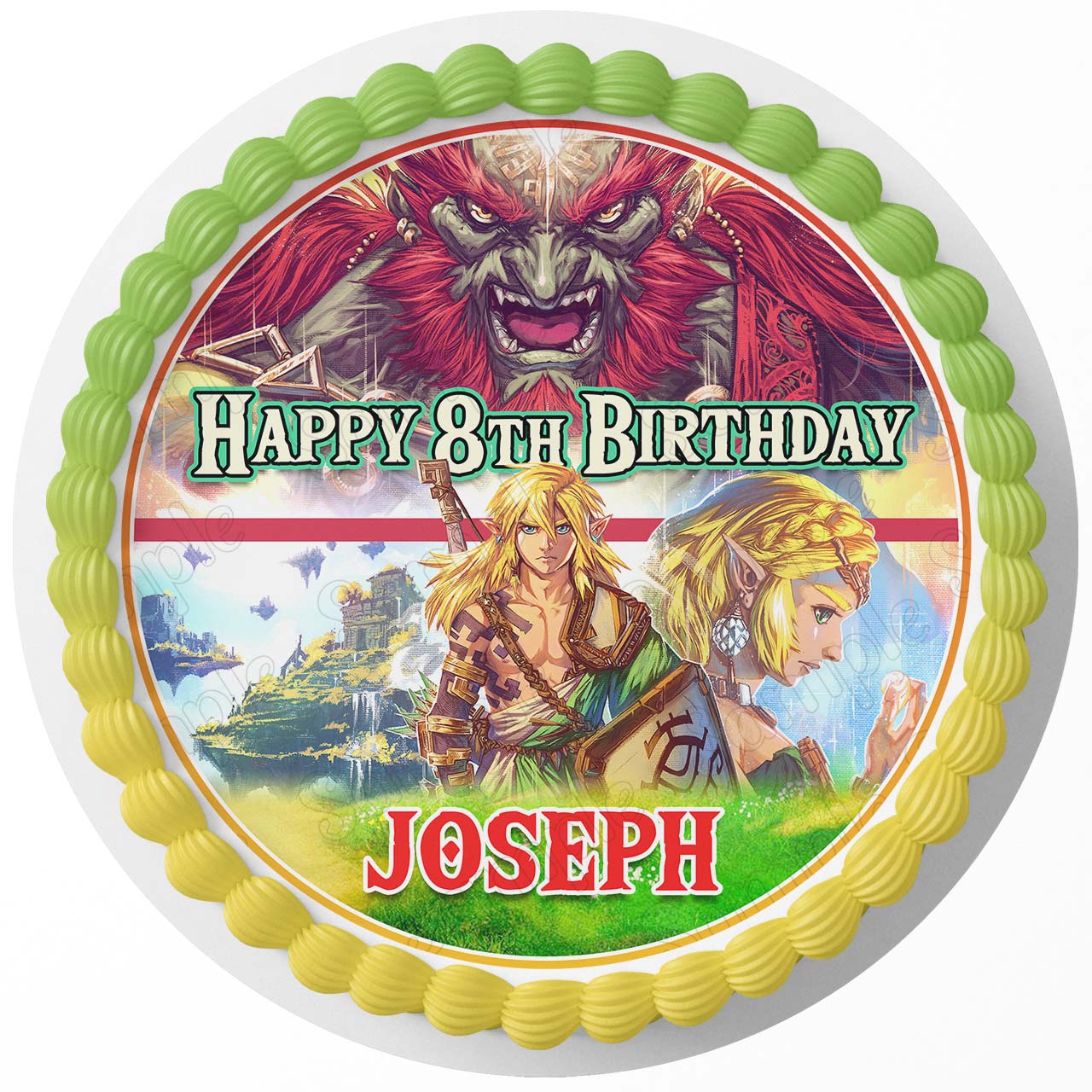Zeldha Adventure Legend Tears of the Kingdom Round – Icing Sheet - Personalized Edible Cake Topper | Custom Icing Sheet | Birthday Cake Decoration