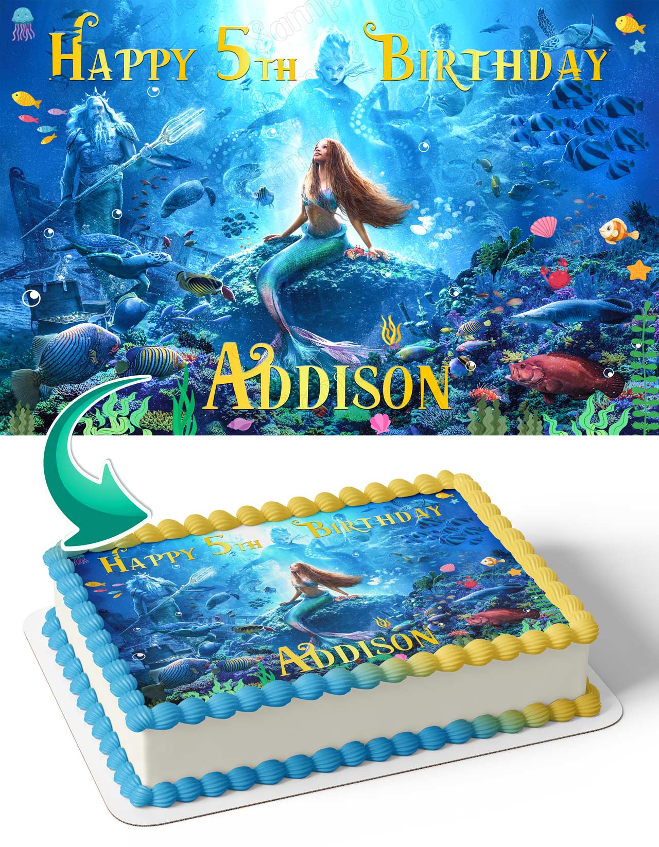 The Little Mermaid Themed Edible Cake Topper