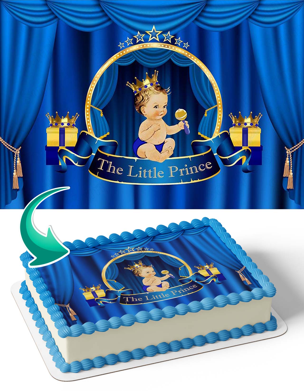 The Little Prince Baby Shower Boy Blue Gold TLP Edible Cake Topper