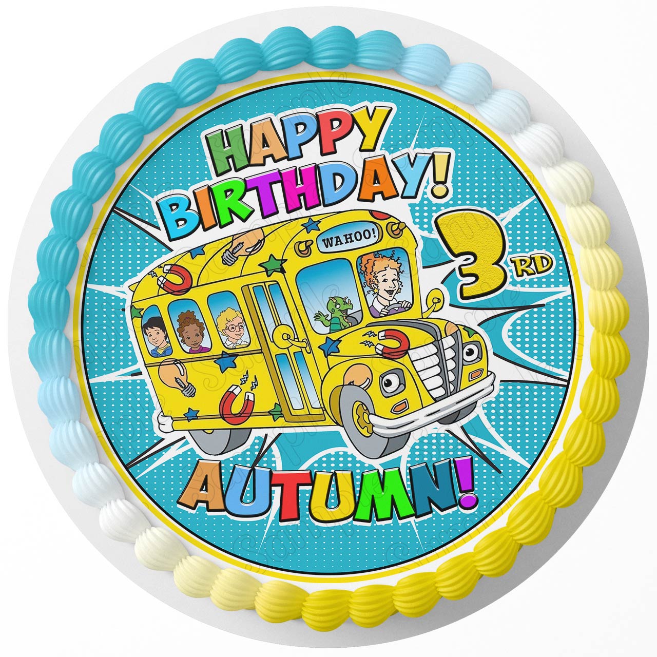 The Magic School Bus Round – Icing Sheet Birthday - Personalized Edible Cake Topper | Custom Icing Sheet | Birthday Cake Decoration