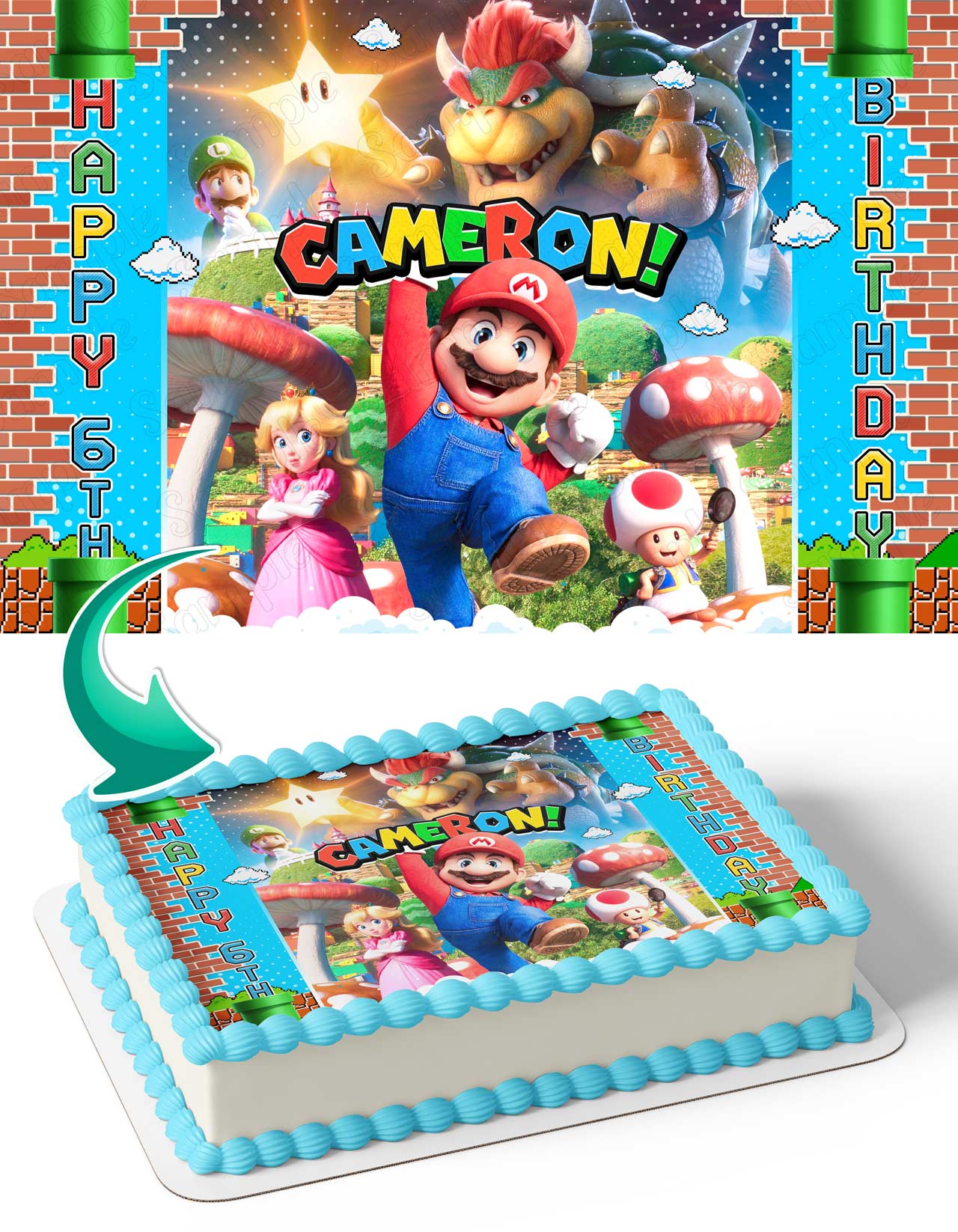 The Super Brother Maro Bros Movie Themed Luigi Edible Cake Topper
