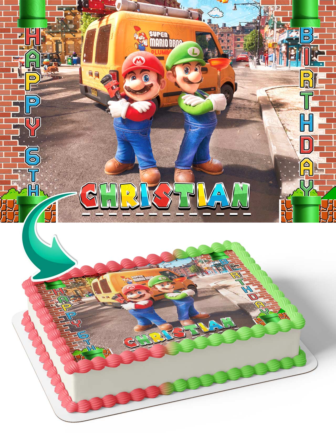 The Super Brother Maro Bros Movie Themed Mario And Luigi Edible Cake Topper
