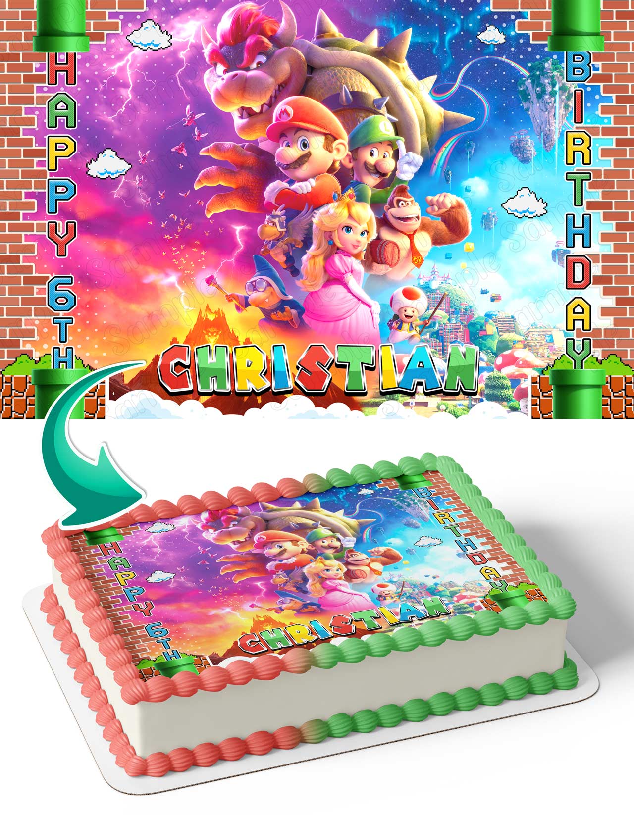 The Super Brother Maro Bros Movie Themed Princess Peach Edible Cake Topper