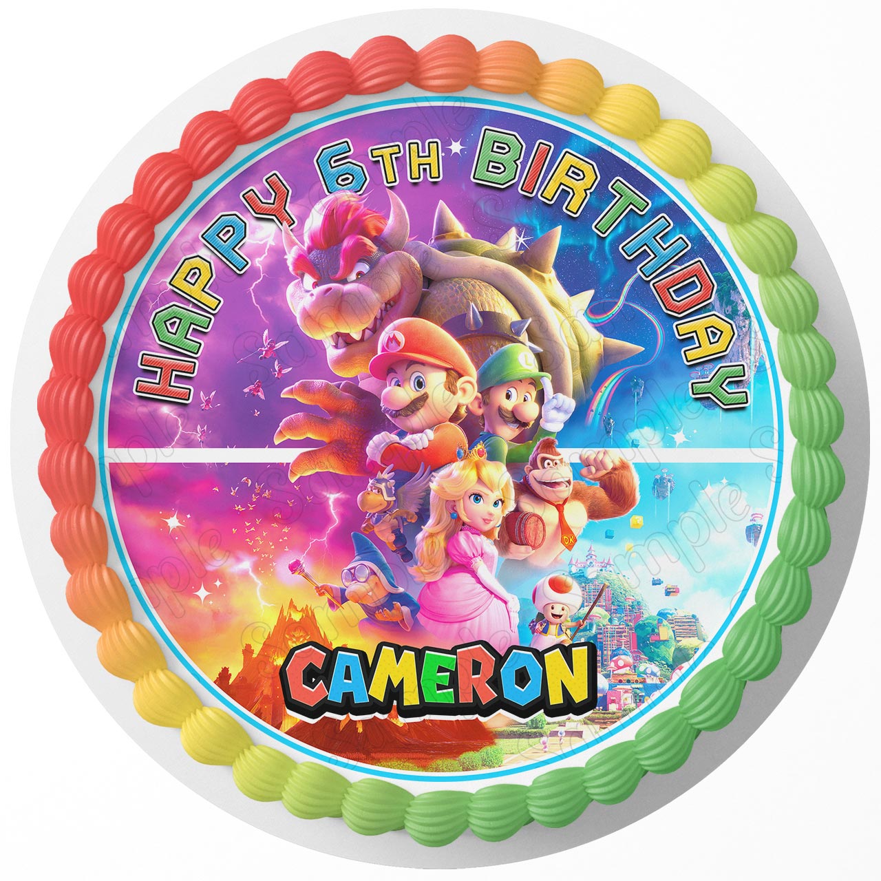 Mario Kids Fun Luigi World Team CGH Round – Icing Sheet Birthday - Personalized Edible Cake Topper | Custom Icing Sheet | Birthday Cake Decoration