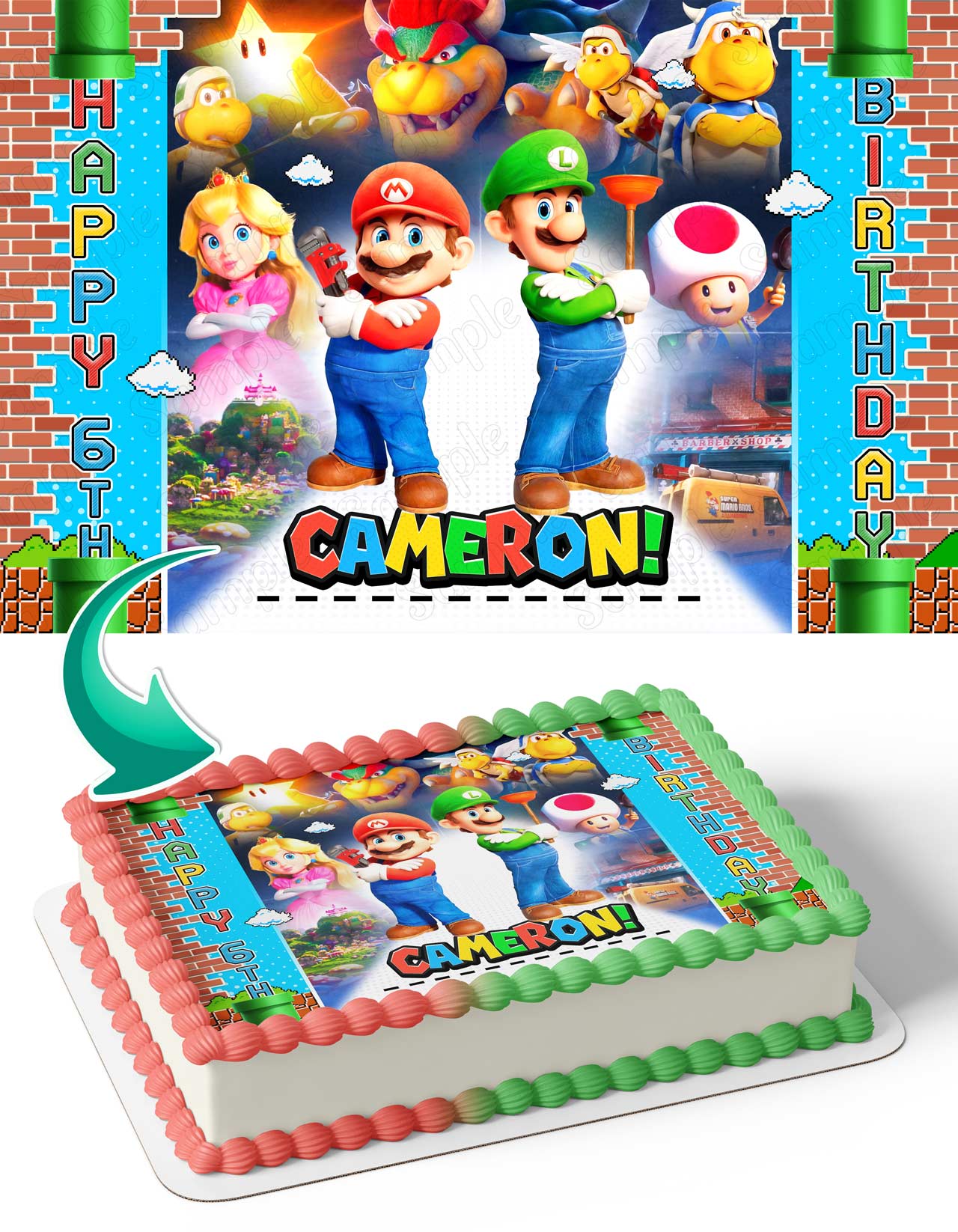 The Super Brother Maro Bros Movie Themed Toad Edible Cake Topper