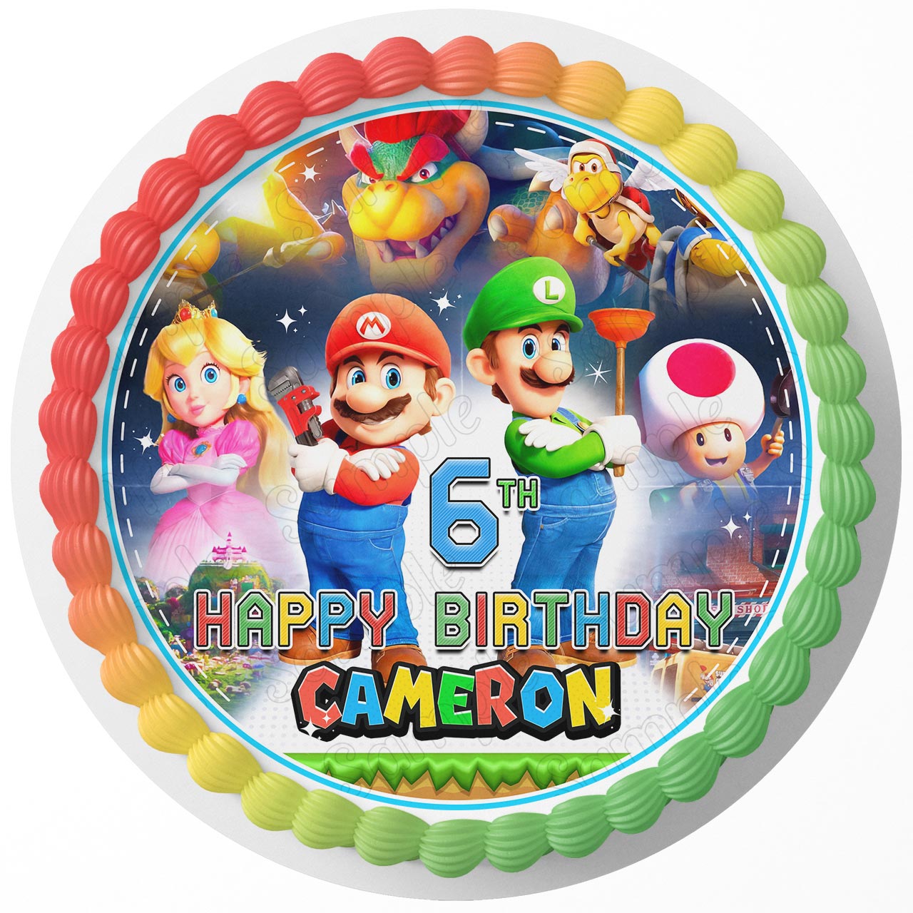 Mario Kids Fun Luigi World Team HRT Round – Icing Sheet Birthday - Personalized Edible Cake Topper | Custom Icing Sheet | Birthday Cake Decoration