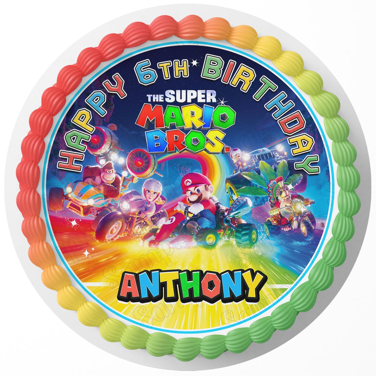 Mario Kids Fun Luigi World Team GCR Round – Icing Sheet Birthday - Personalized Edible Cake Topper | Custom Icing Sheet | Birthday Cake Decoration