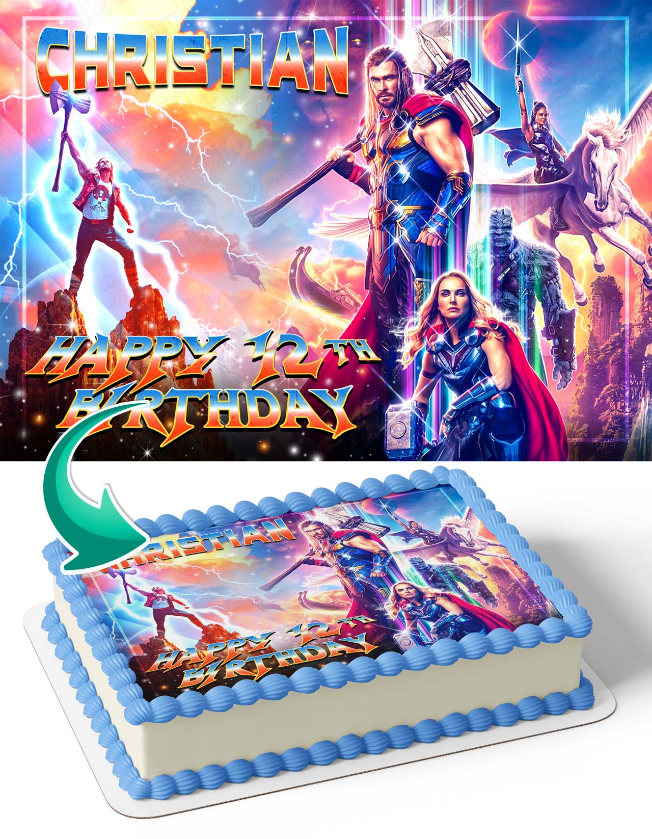 Thor Love and Thunder Edible Cake Topper