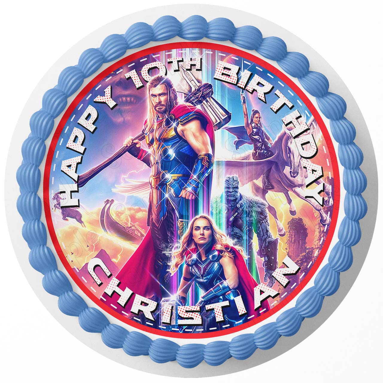 Love and Thunder Super Hero Round – Icing Sheet Birthday - Personalized Edible Cake Topper | Custom Icing Sheet | Birthday Cake Decoration