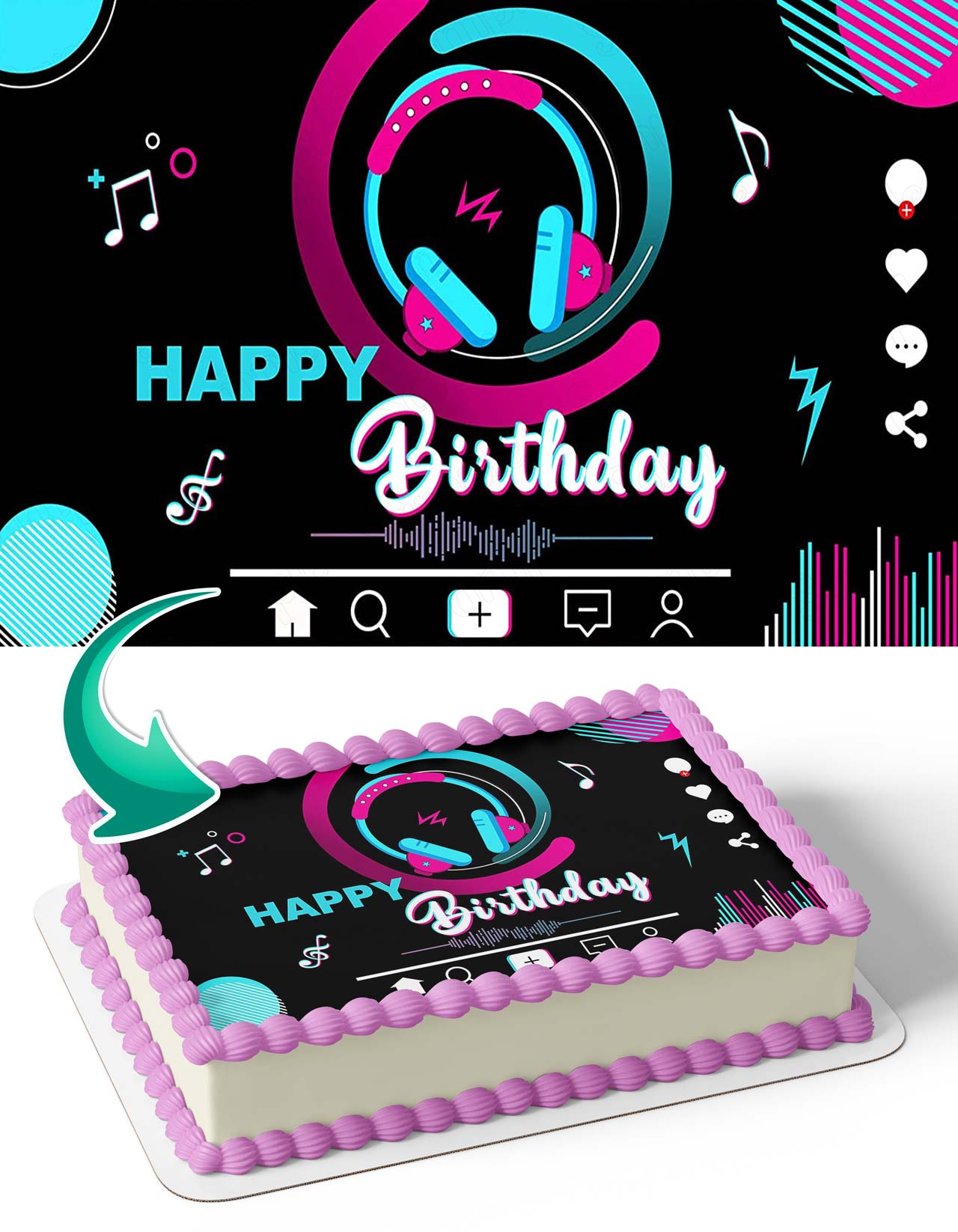 Tik Tok Queen Star Music Edible Cake Topper