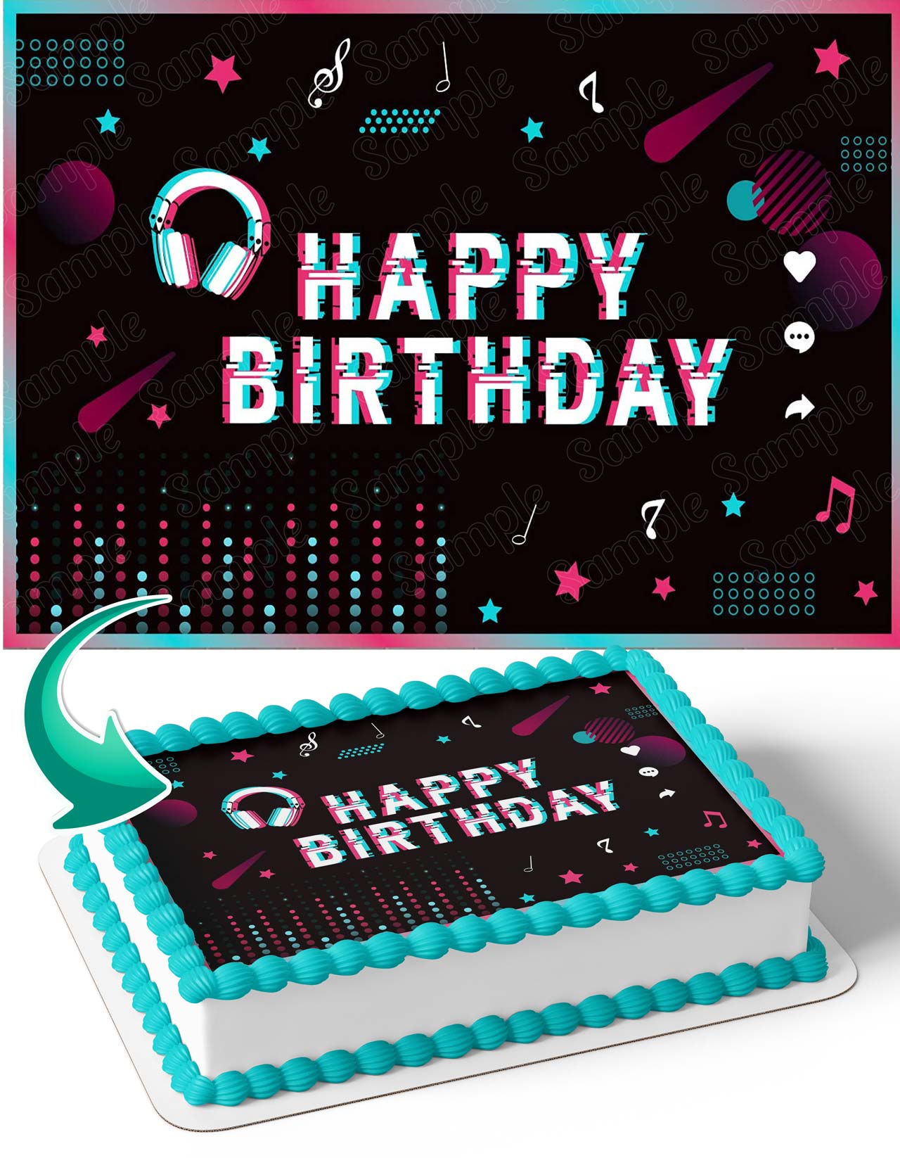 Tik Tok Social Media Super Star Edible Cake Topper