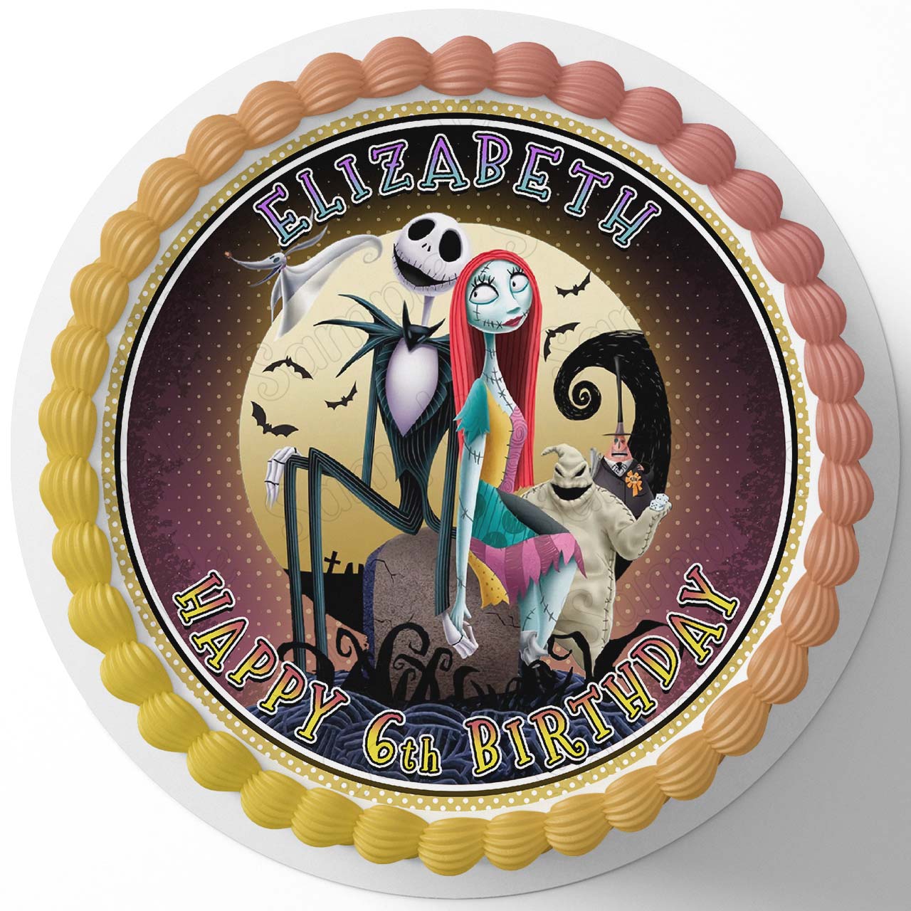 The Nightmare Before Christmas HRT Round – Icing Sheet Birthday - Personalized Edible Cake Topper | Custom Icing Sheet | Birthday Cake Decoration