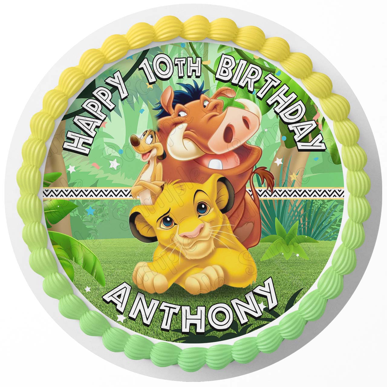 Timon Pumbaa Simba Round – Icing Sheet Birthday - Personalized Edible Cake Topper | Custom Icing Sheet | Birthday Cake Decoration