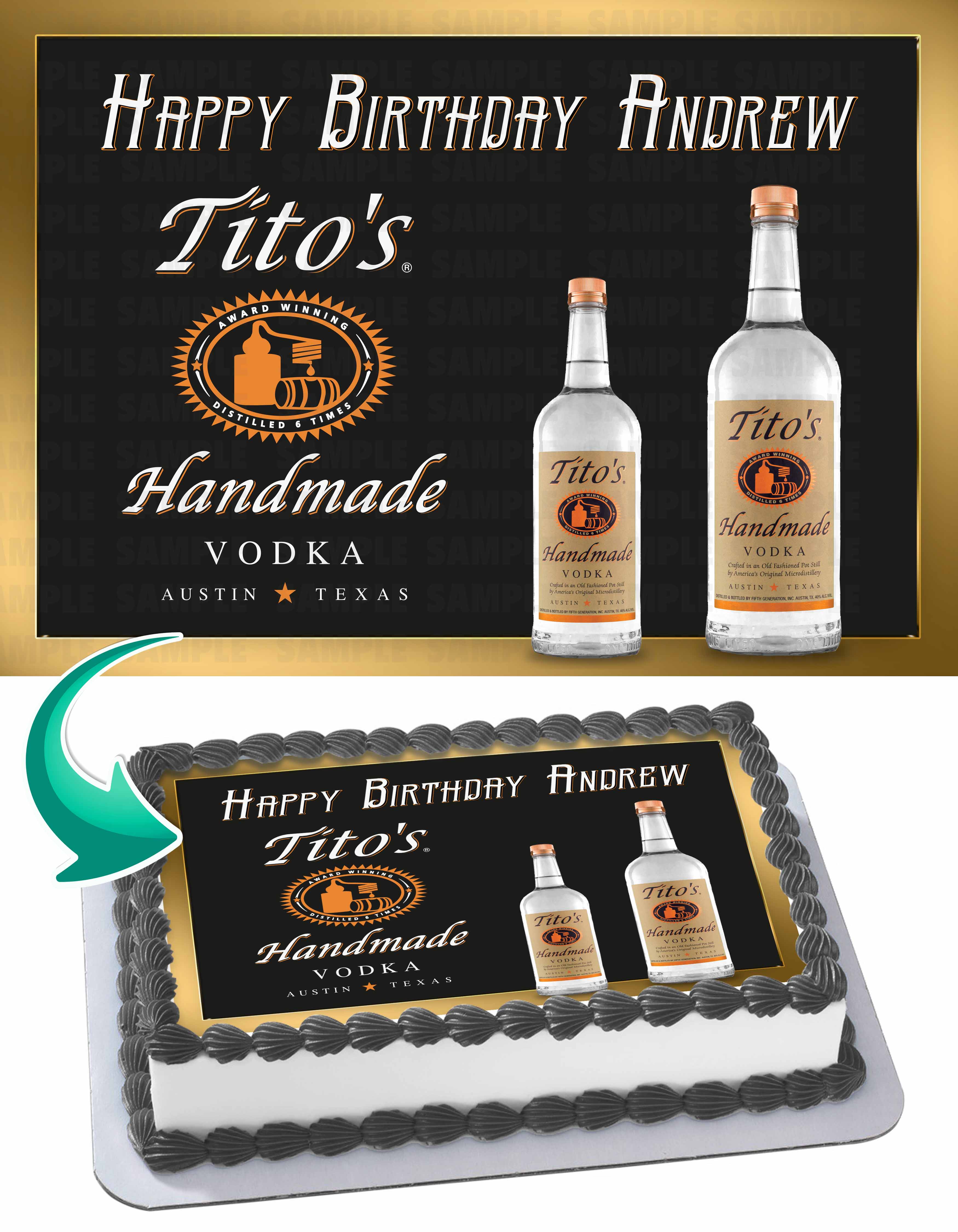 Titos Hand Made Vodka Edible Cake Topper